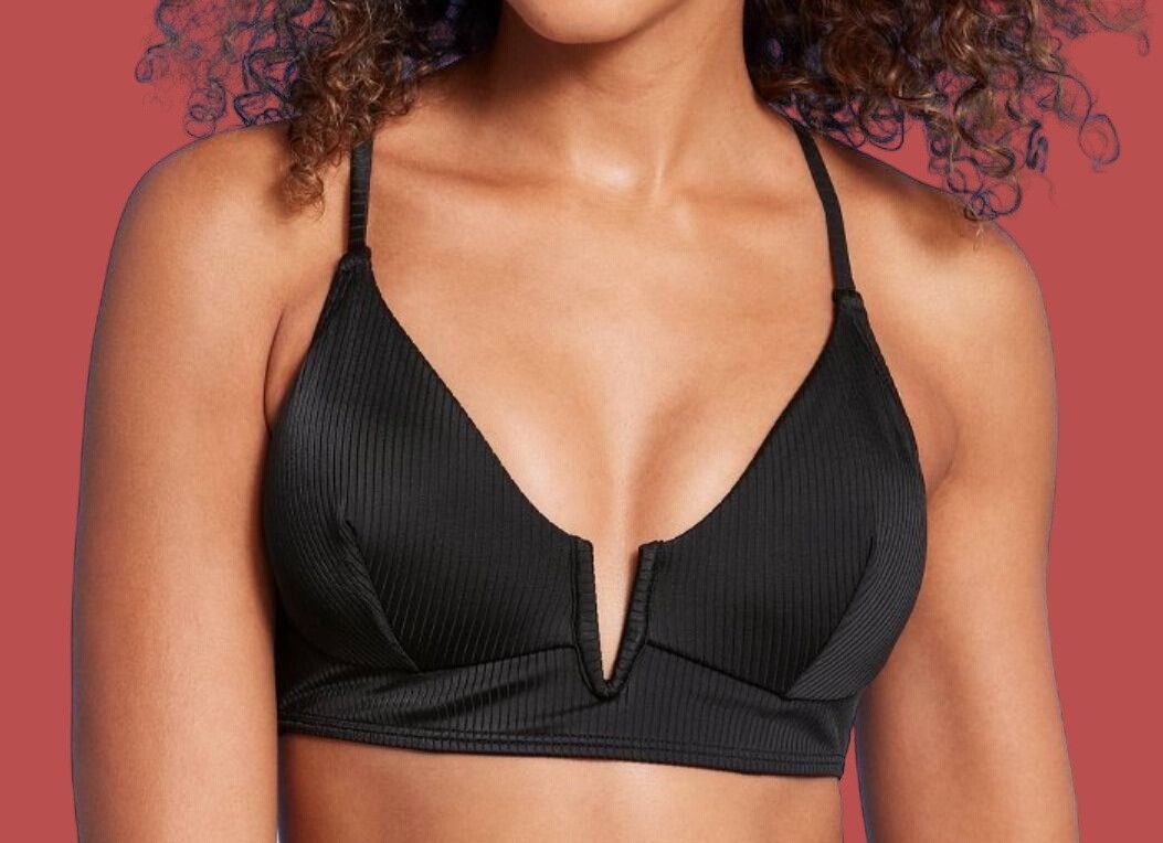Other Shade & Shore - Women's Ribbed Longline V-Wire Bikini Top - Size ONE SIZE - 1 Thumbnail