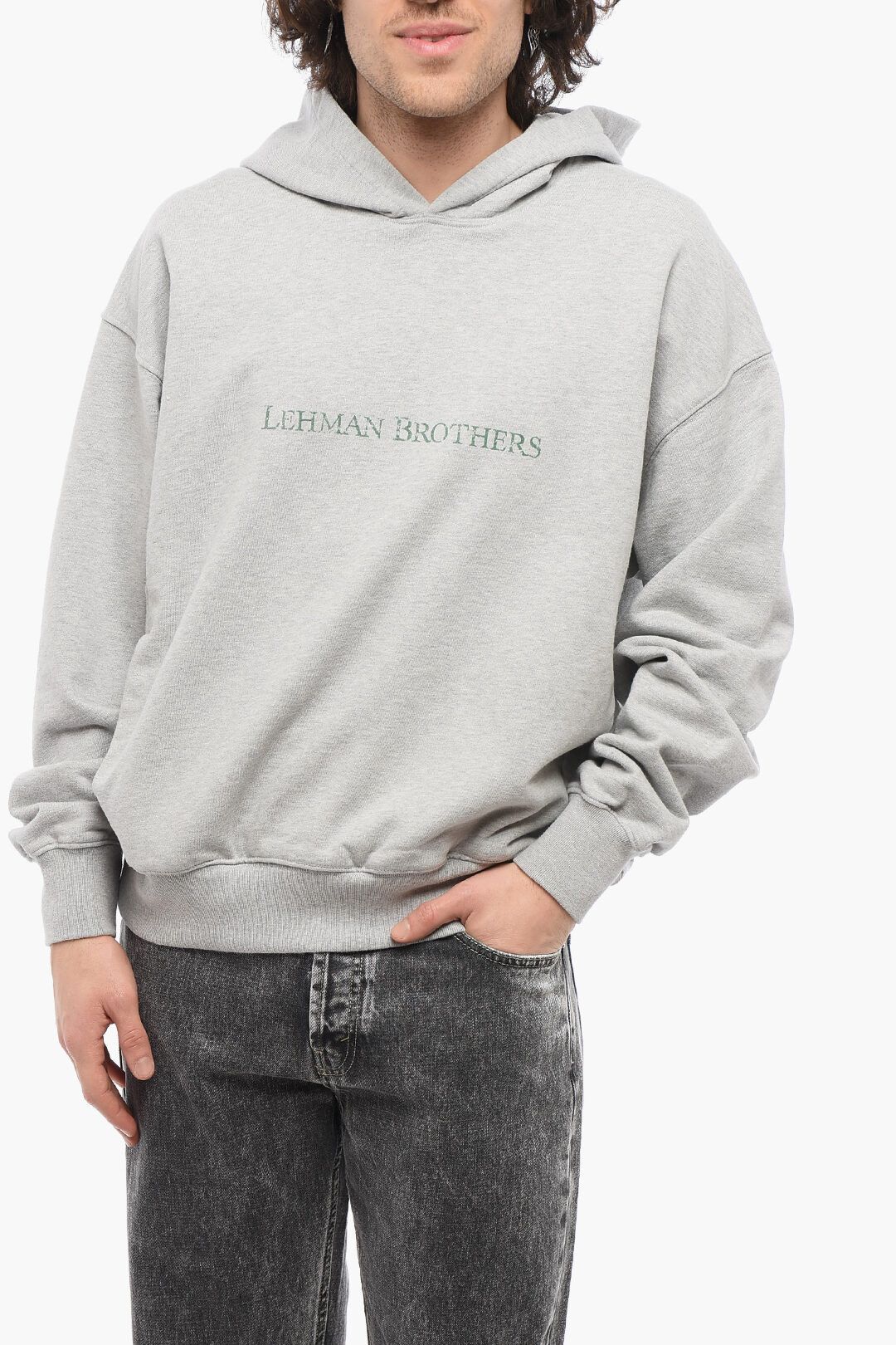 og1mm0725 Cotton Lehman Brothers Hoodie in Grey