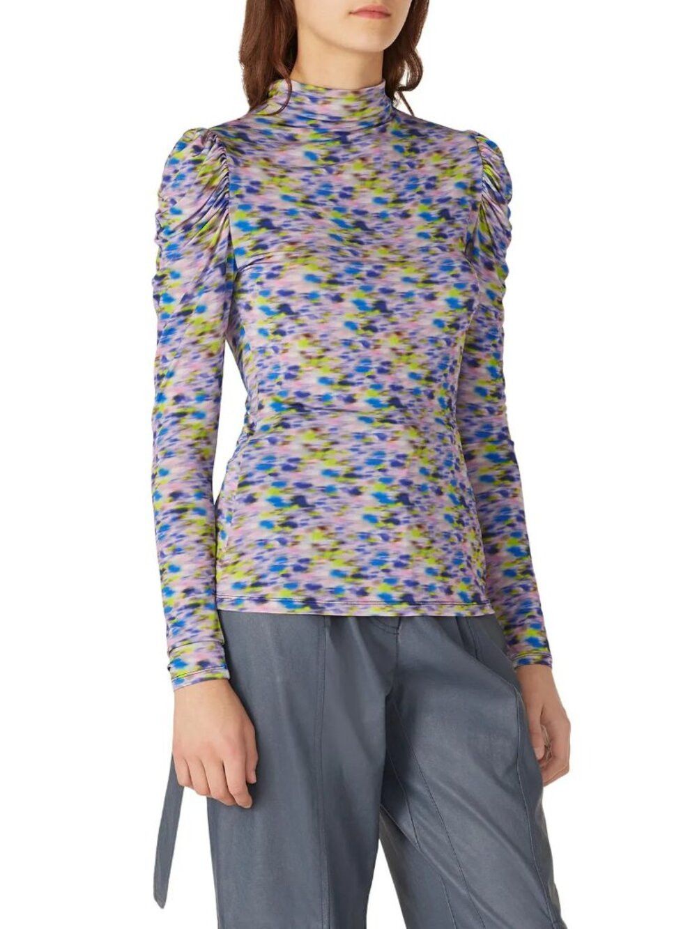Tanya Taylor Tanya Taylor Adonica Long Sleeve High Neck Top In Blue Haze Size M / US 6-8 / IT 42-44 - 1 Thumbnail