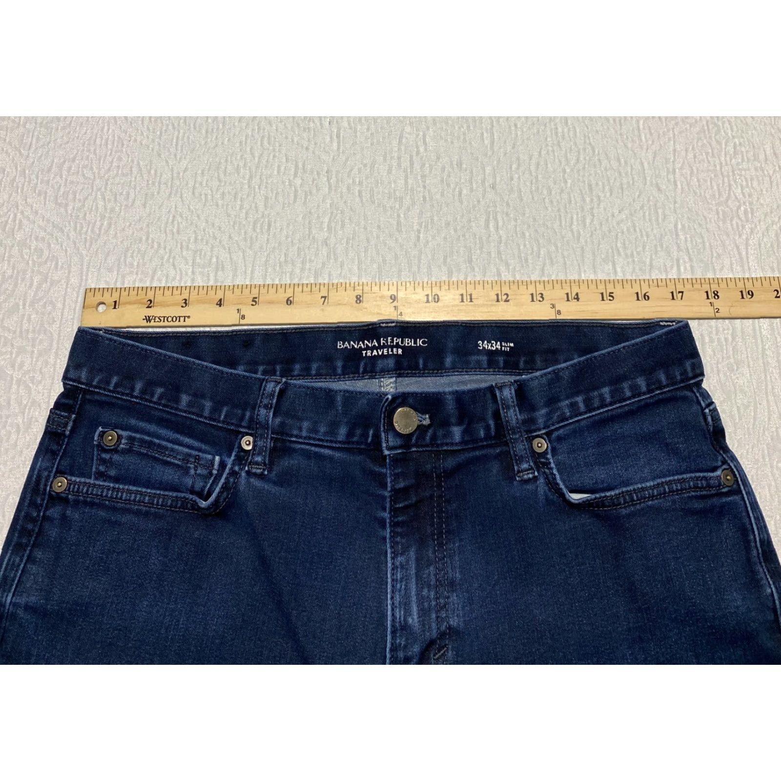 Banana Republic Banana Republic Men's Jeans Size 34×34 Slim Straight Blue Stretch Comfort 5-Pocket Inseam 33 in Regular Rise Mid Size US 34 / EU 50 - 4 Thumbnail
