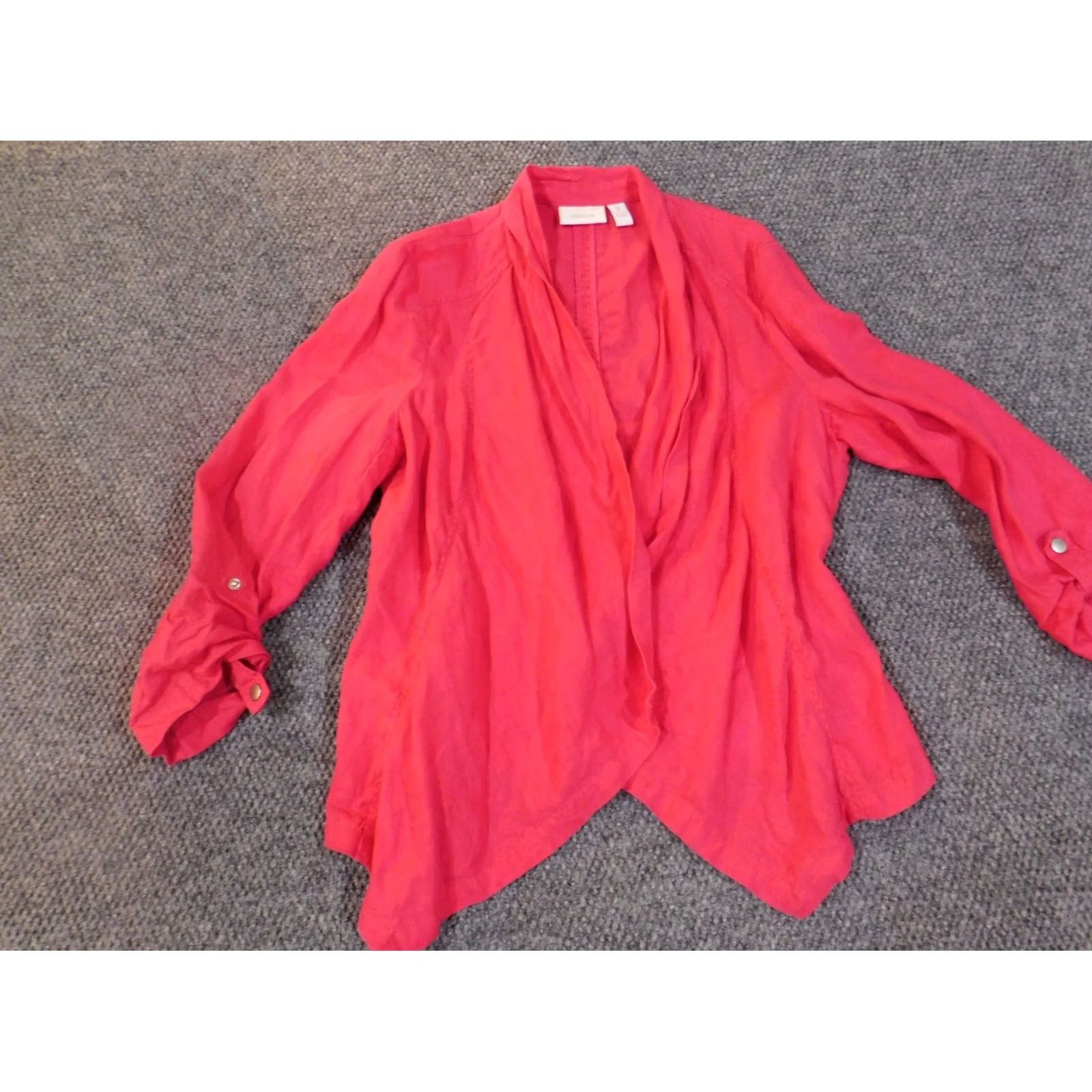 Vintage Chicos Jacket Pink Open Blazer Linen Knit Long Sleeve Casual Women 2 Regular Fall Spring Women's Blazer Animals Lounge Basic Jacket Size XS / US 0-2 / IT 36-38 - 5 Thumbnail