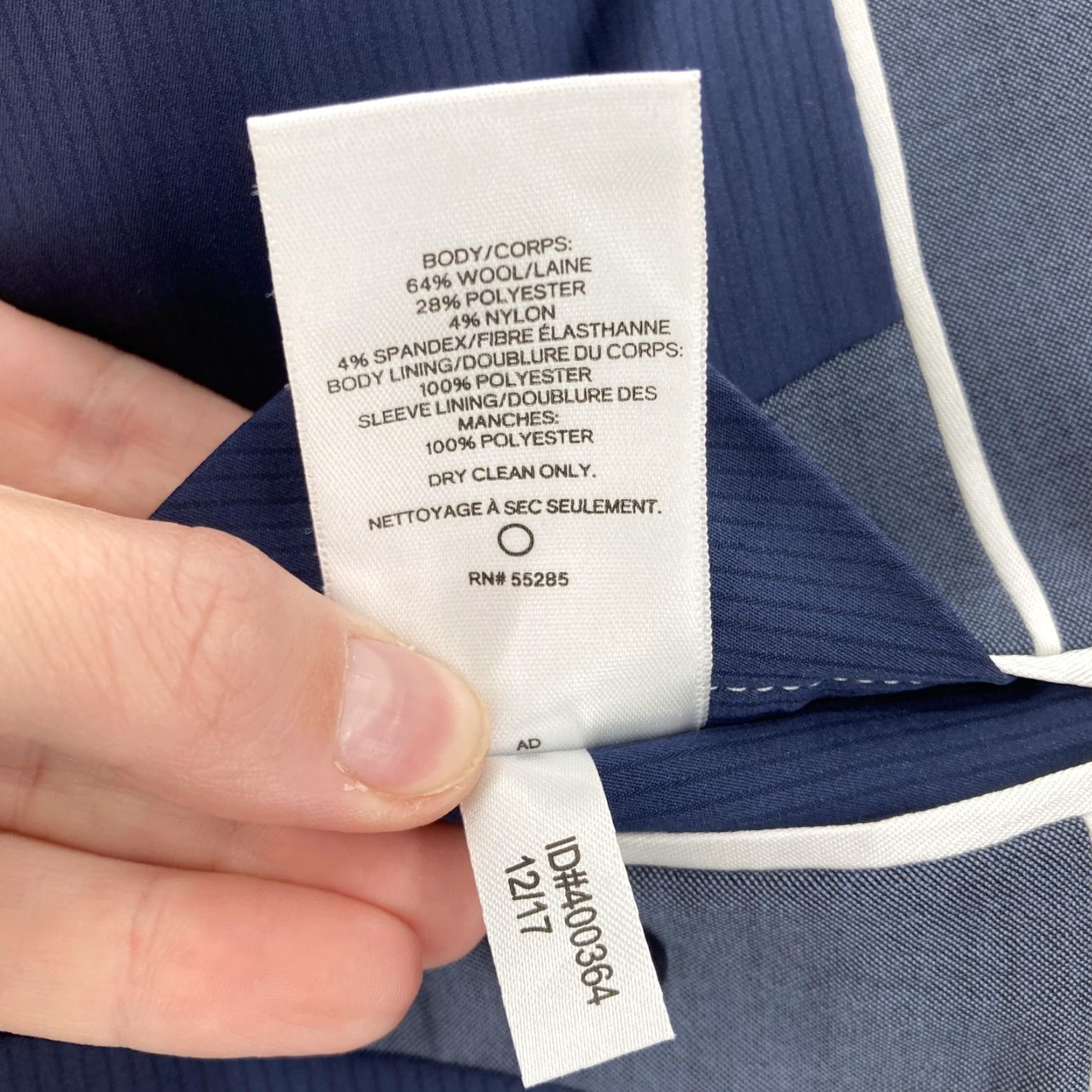 Express Express Mens Suit Jacket 40R Navy Extra Slim Two Button Wool Blend Modern Business Blazer Jacket Notch Lapel WomenS? Size 40R - 7 Thumbnail