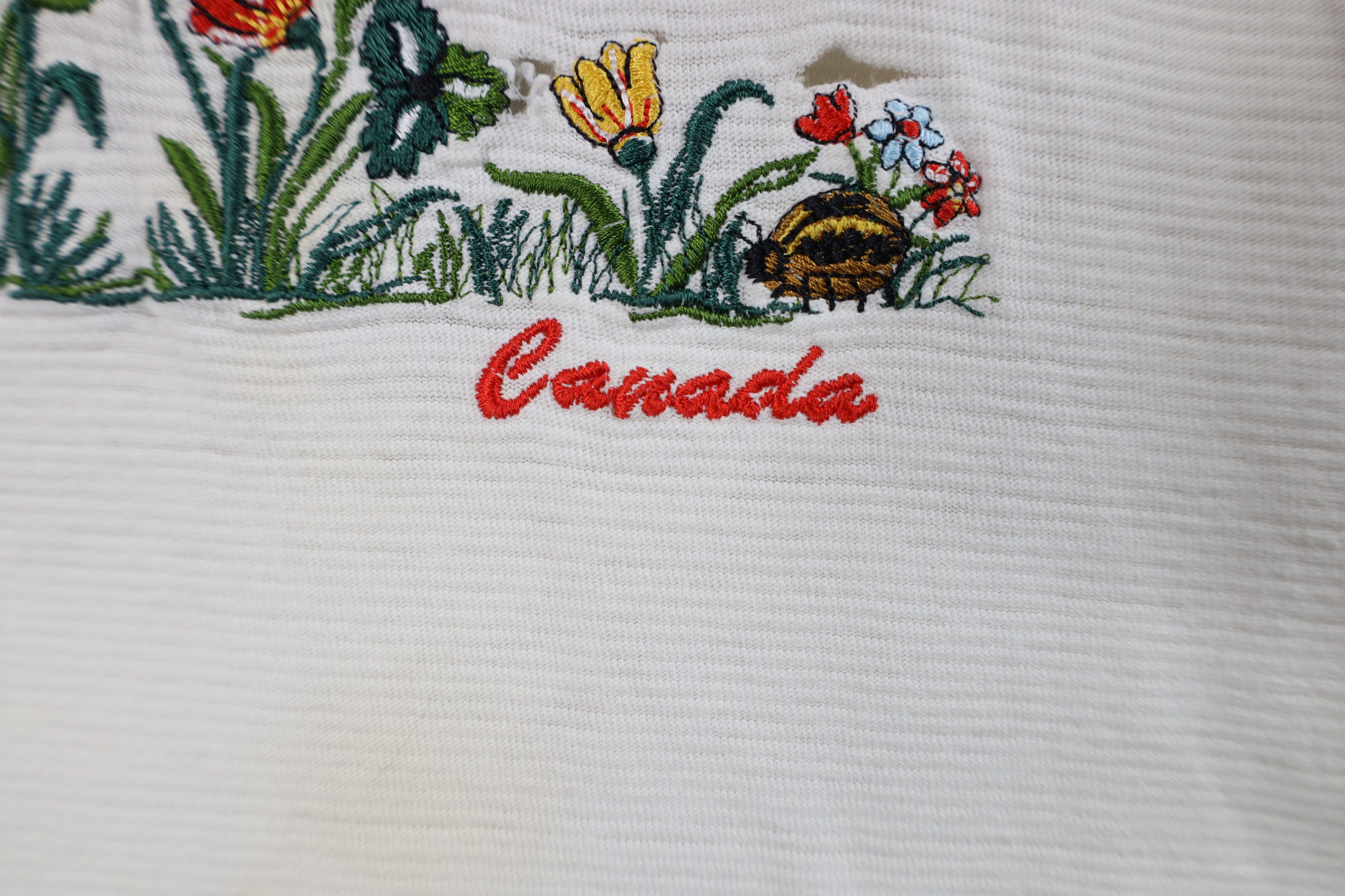 Vintage Vintage 90s Streetwear Canada Bees Flower Ribbed T-Shirt Size L / US 10 / IT 46 - 5 Thumbnail