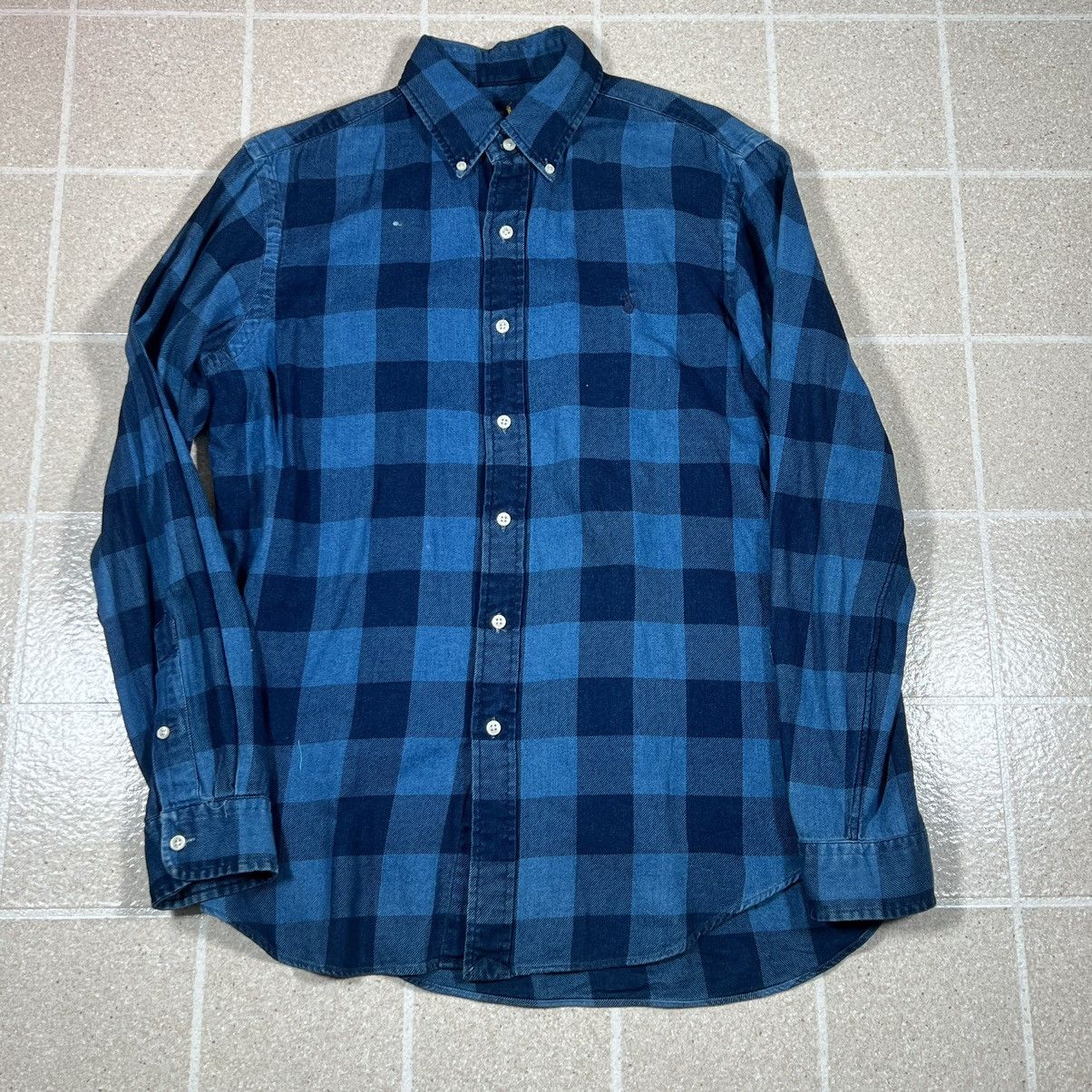 Other × Polo Ralph Lauren Polo Ralph Lauren Blue Indigo Plaid Denim Button Up Pocket Size US M / EU 48-50 / 2 - 1 Thumbnail