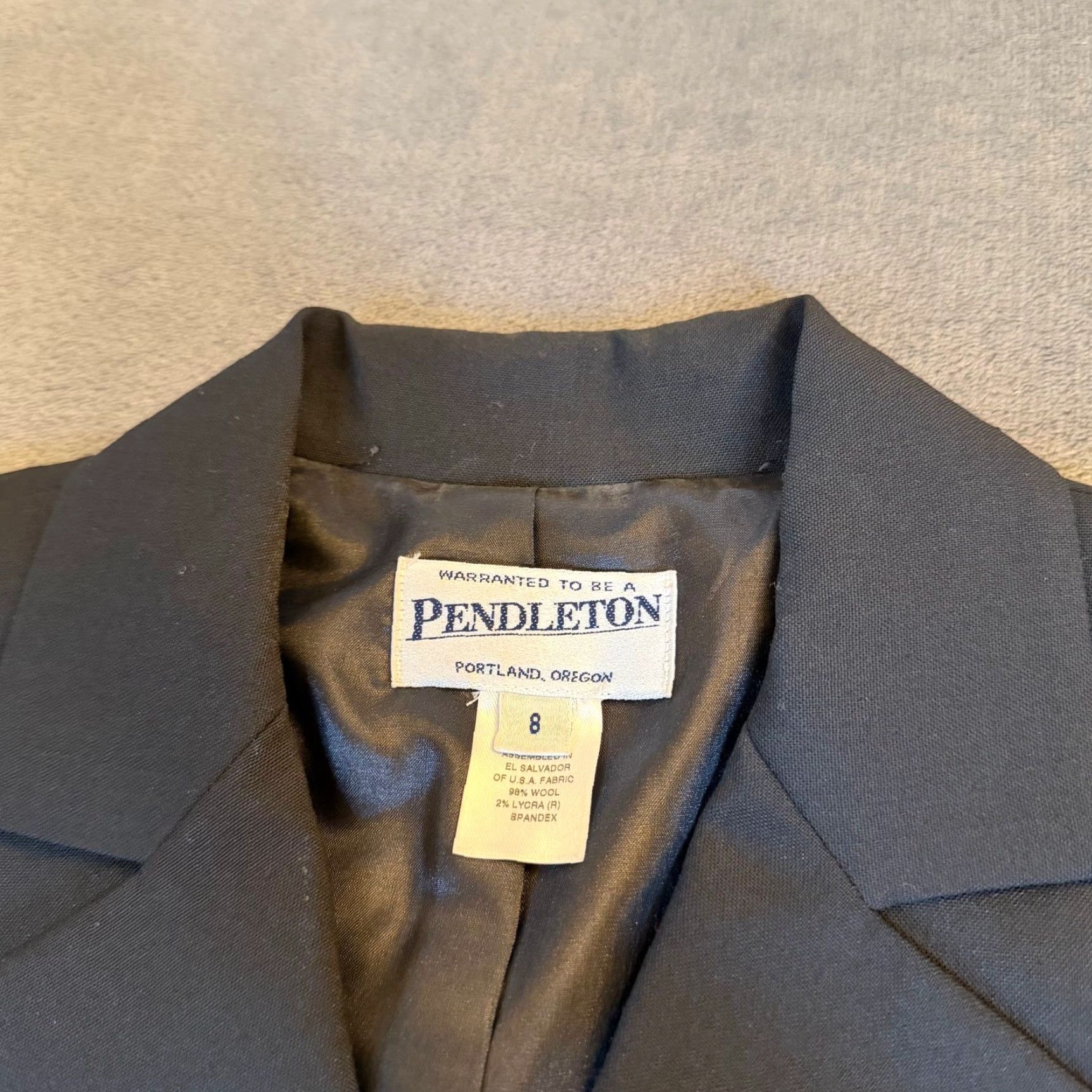 Pendleton VINTAGE Pendleton Black Wool Blend Blazer Skirt Suit Set Womens Size 8 Career Business Size 30" / US 8 / IT 44 - 3 Thumbnail
