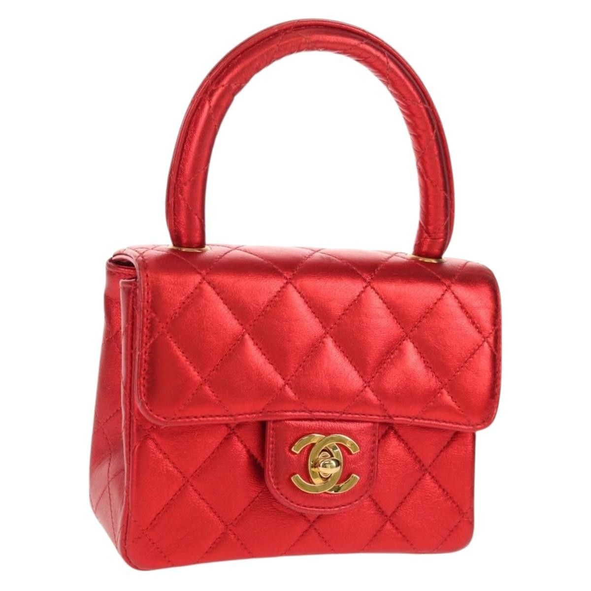 Chanel Chanel Matelasse Top Handle Handbag Leather Red Gold CC Size ONE SIZE - 1 Thumbnail