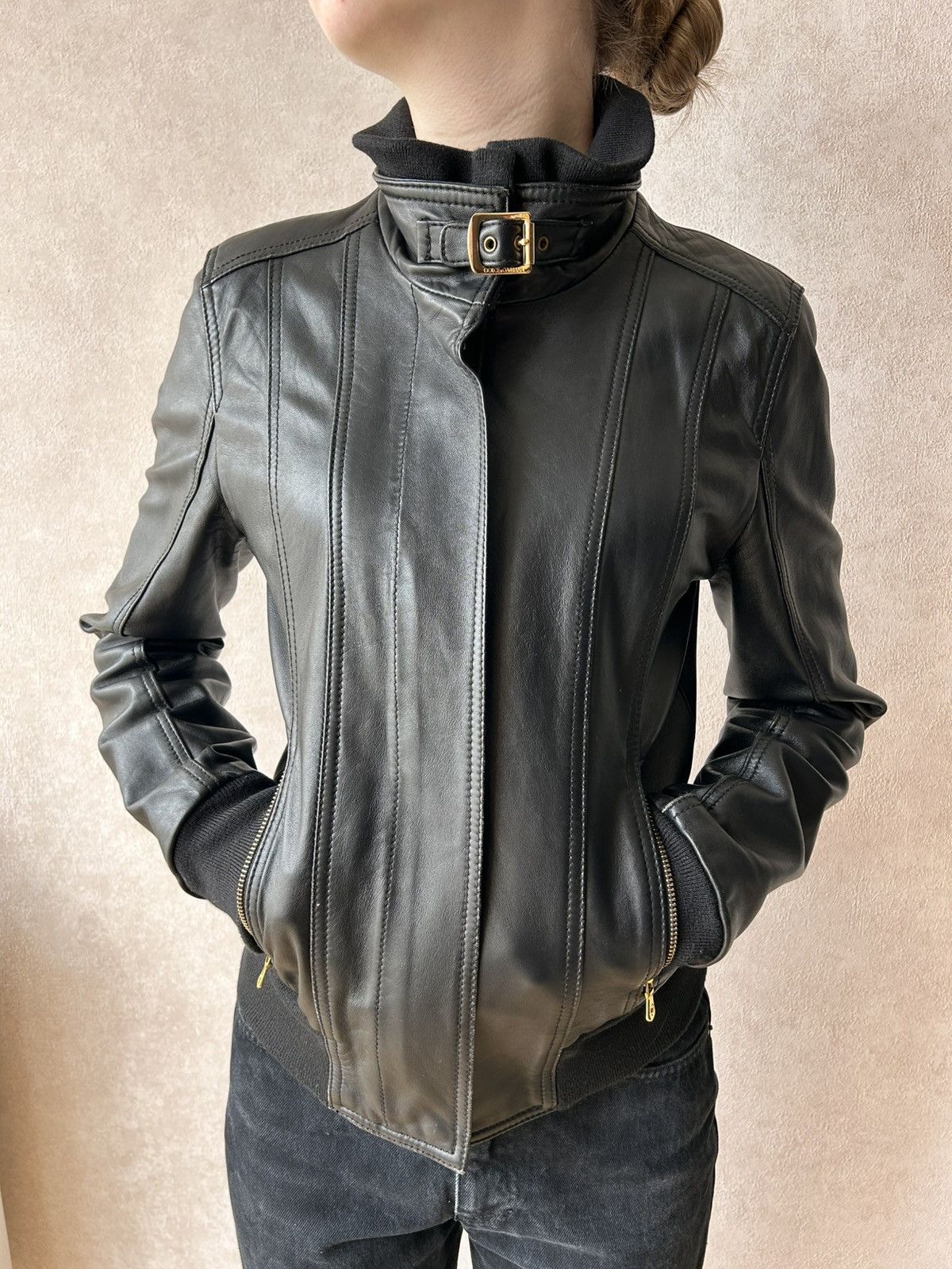Dolce & Gabbana Dolce Gabbana Sheepskin Leather Moto Biker Jacket Size XS / US 0-2 / IT 36-38 - 8 Thumbnail