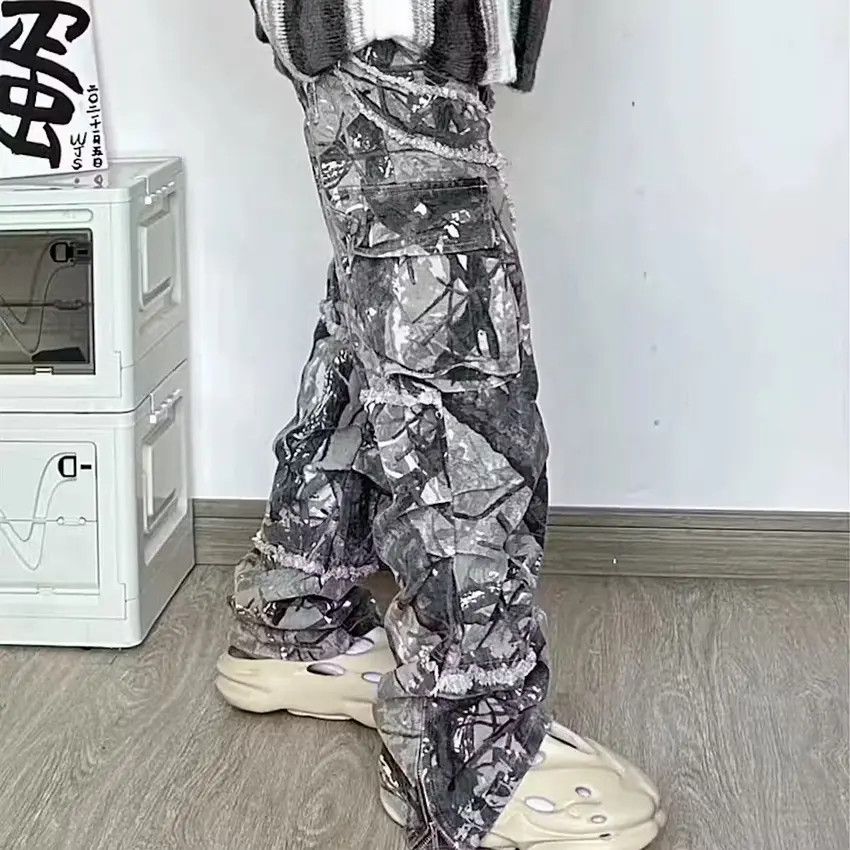 Designer × Japanese Brand Faded wash camouflage baggy jeans Size US 33 - 3 Thumbnail