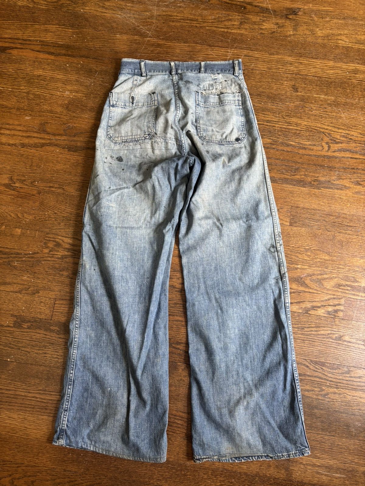 Vintage 1940s WW2 Distressed & Repaired USN Dungarees Size US 30 / EU 46 - 10 Thumbnail