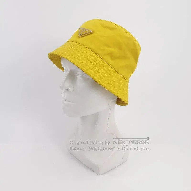 Prada Prada Yellow Triangle Logo Bucket Hat. Size ONE SIZE - 2 Thumbnail