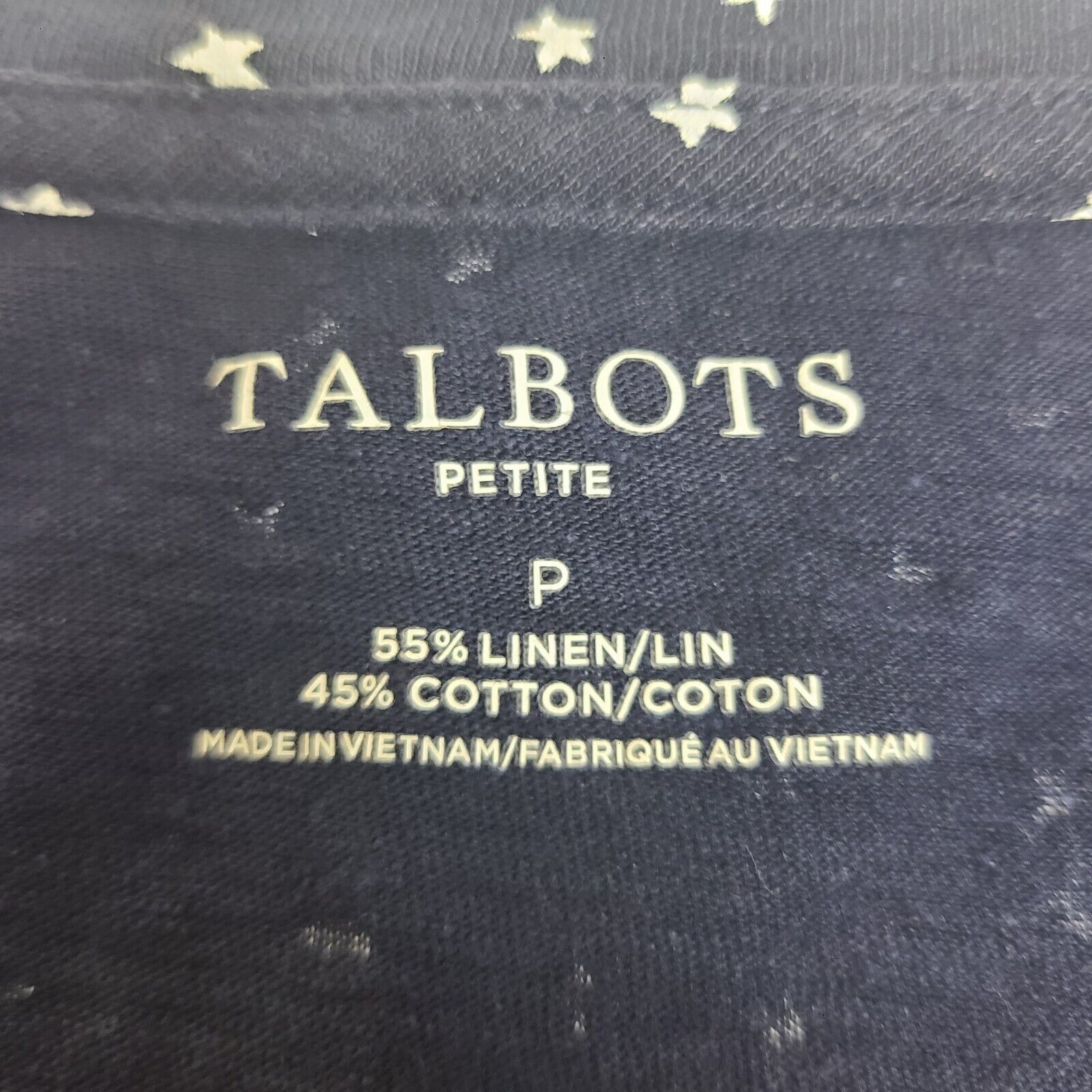 Talbots Talbots Linen BLend Womens Petite Short Sleeve Blue Cuffed S Size ONE SIZE - 2 Thumbnail