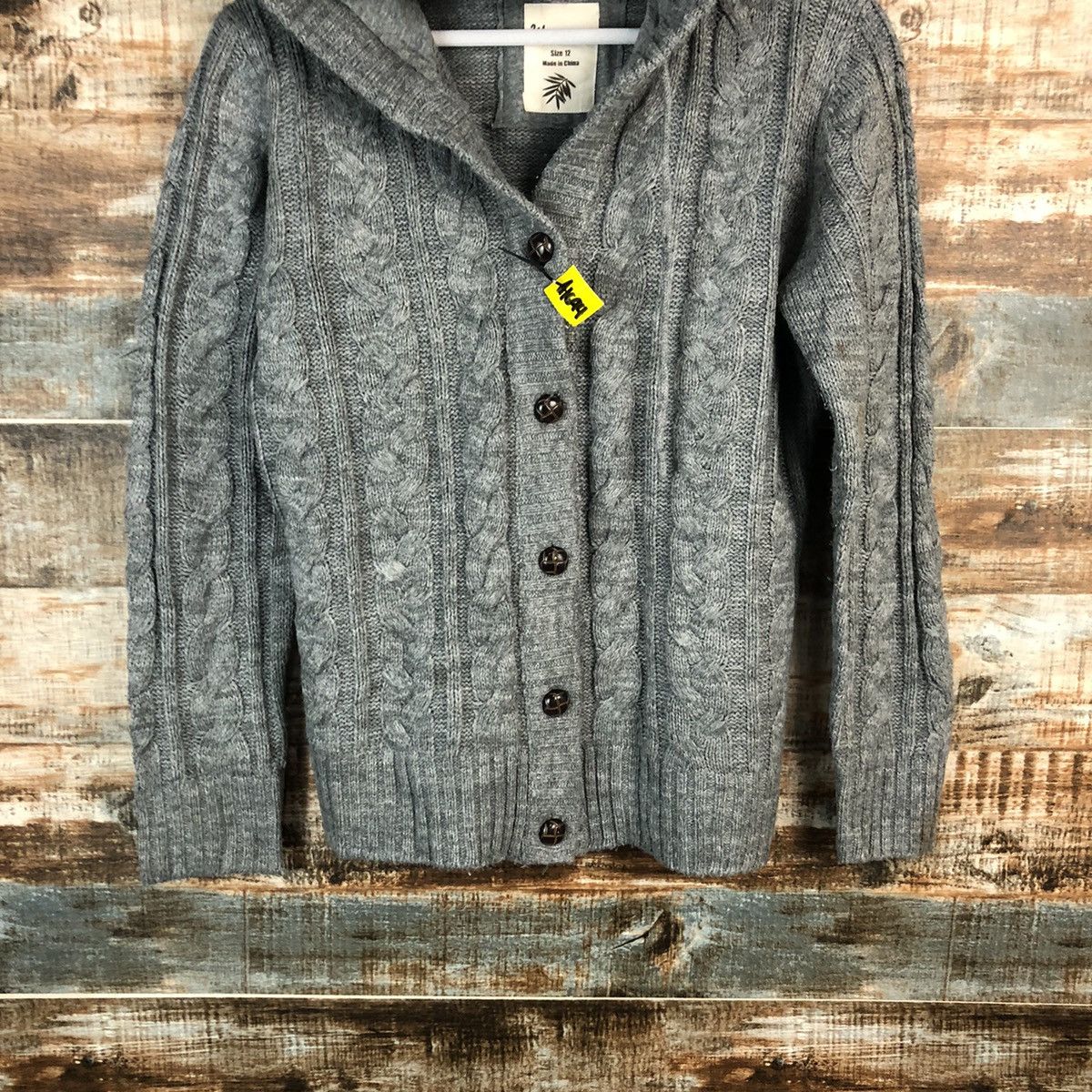 Japanese Brand Wave Zone Grey Cardigan Hoodie Knitwear #A1694 Size M / US 6-8 / IT 42-44 - 6 Thumbnail