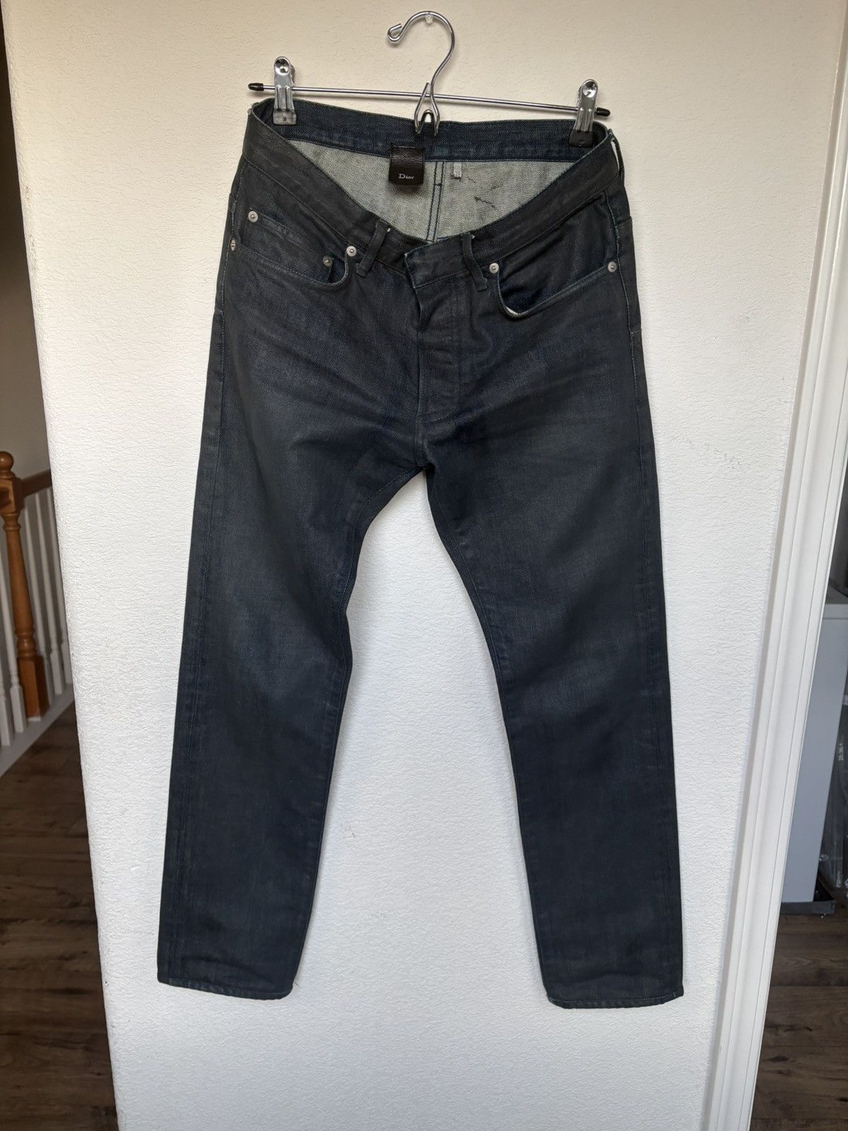 Dior AW08 Dior Homme Waxed Coated Denim Jeans Black 29 | Grailed