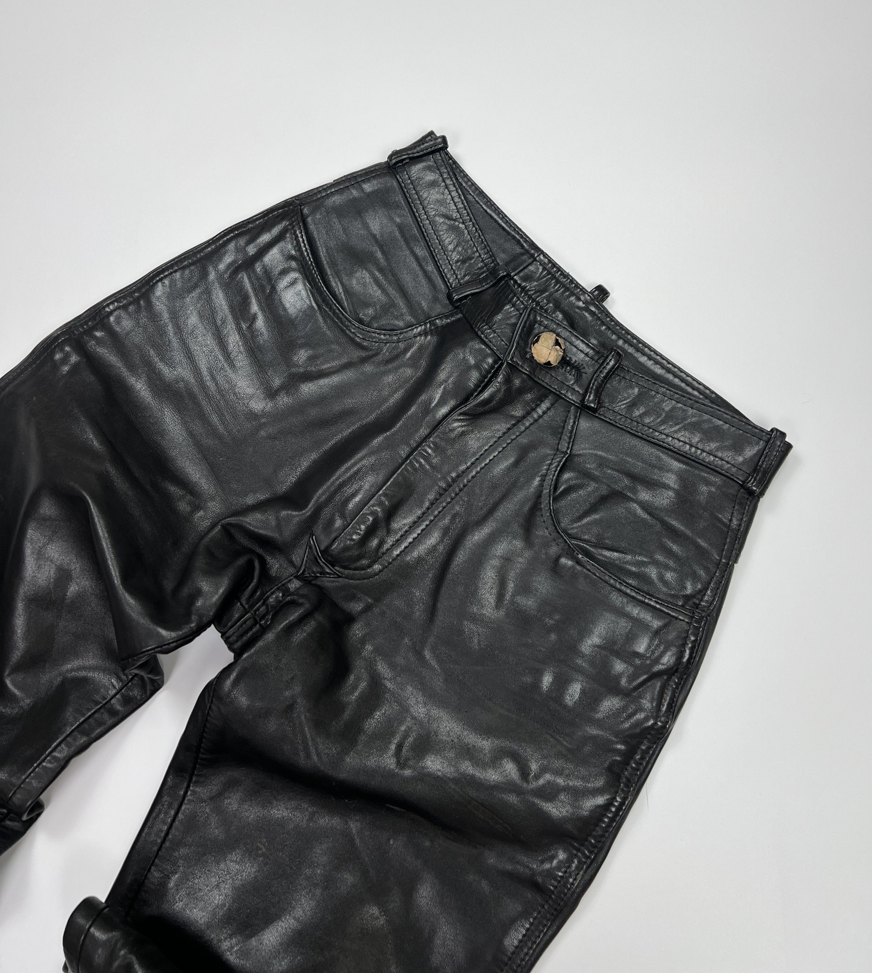 Vintage Vintage Y2K IXS Black Leather Biker Moto Pants Size 27" / US 4 / IT 40 - 4 Thumbnail