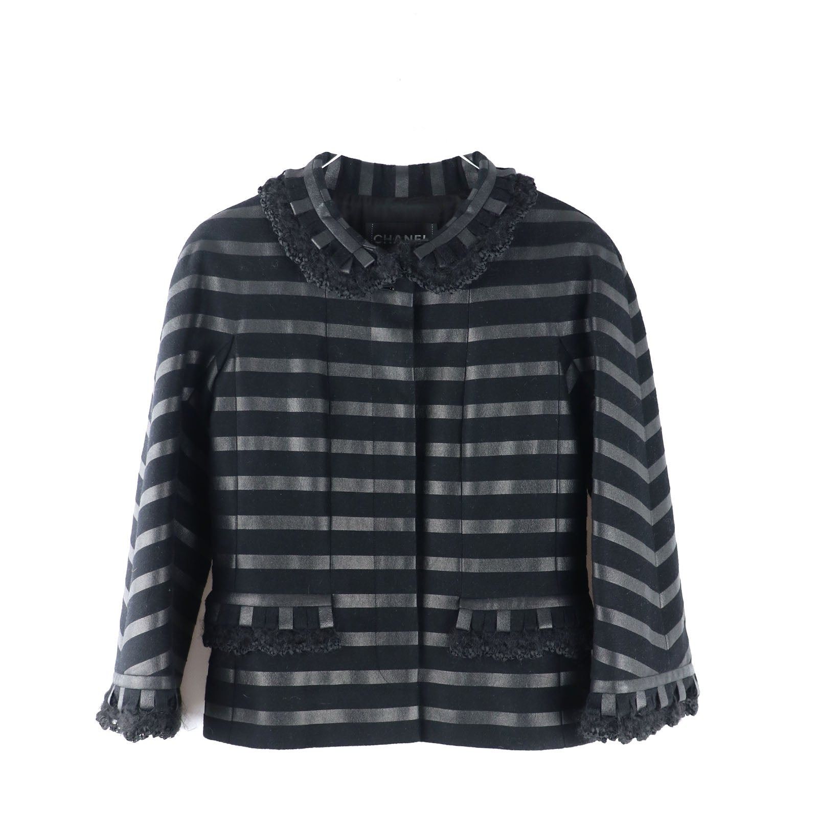 image of Chanel - Cashmere Jacket With Peter Pan Collar (T34) in Black, Women's (Size XS)