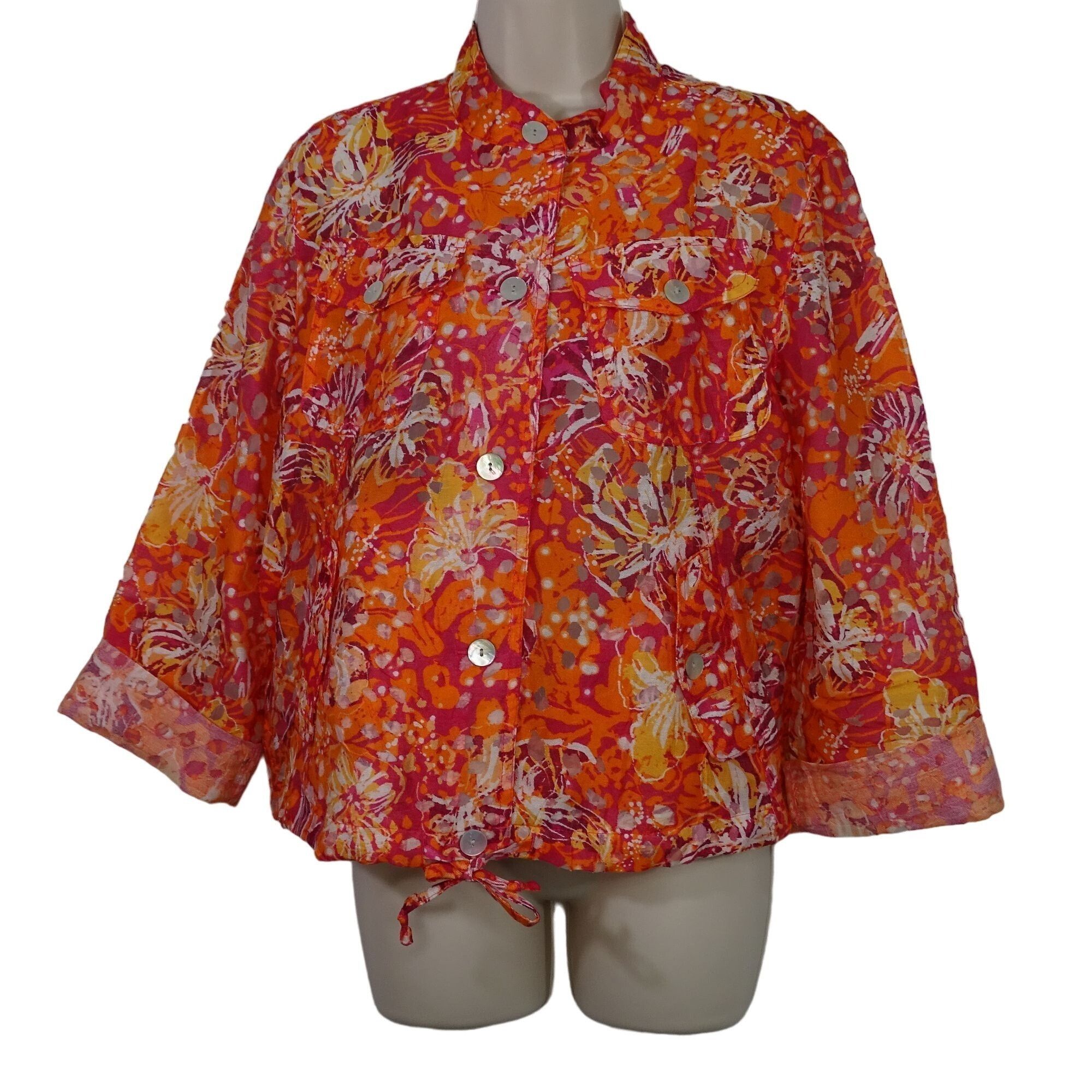 Other Ruby Rd Floral Button Up Burnout Jacket Shacket Size 10 Oran Size L / US 10 / IT 46 - 1 Thumbnail