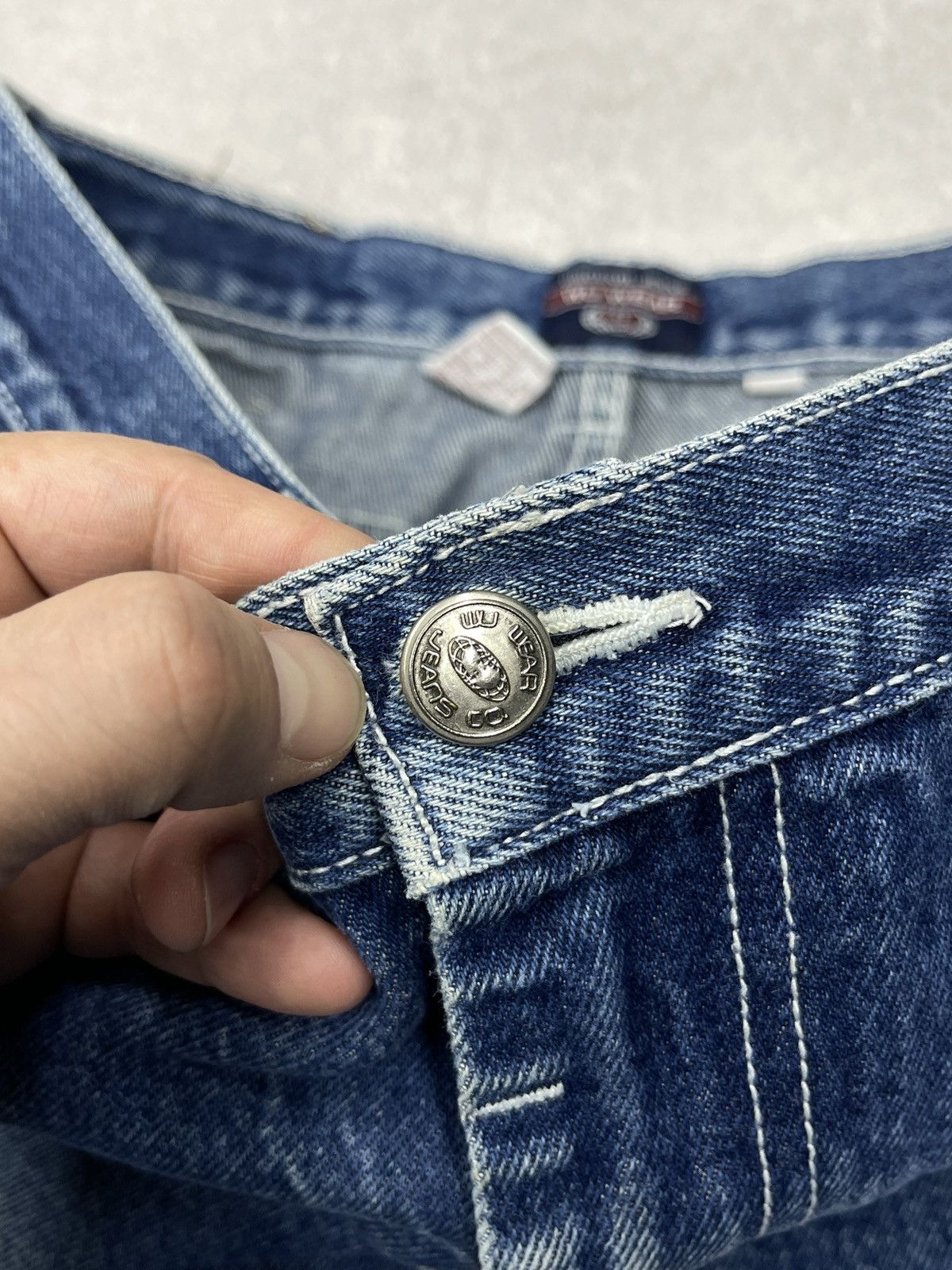 Wu-Tang Clan Vintage Wu Tang Clan Wu Wear Baggy Denim Jeans Blue Big Logo Size US 34 / EU 50 - 15 Thumbnail