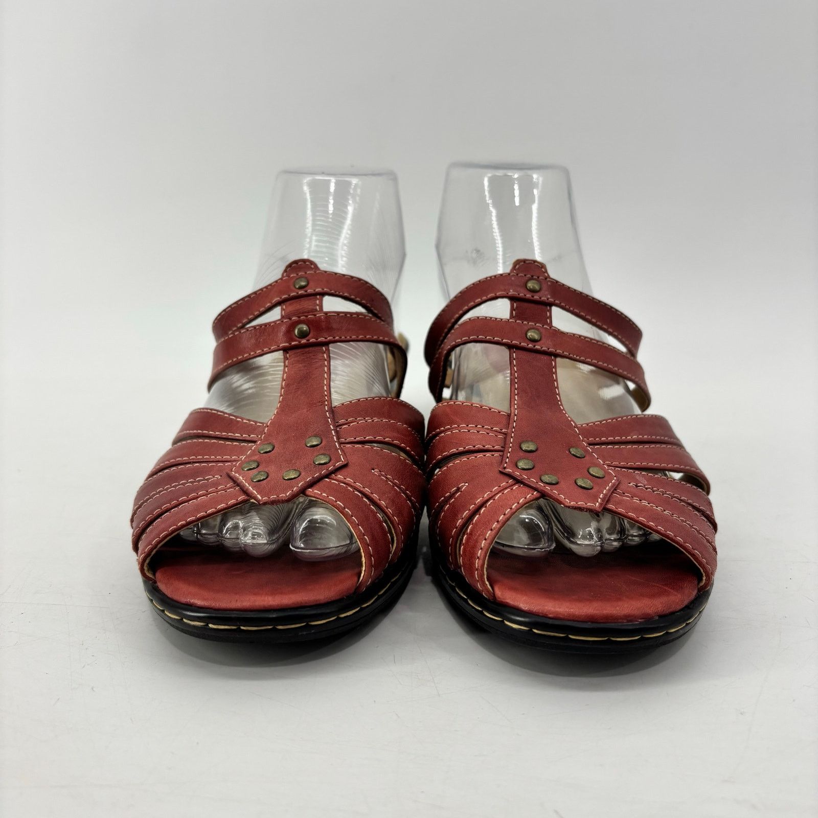 Vintage Softspots Leather Red Size 7.5 Womens Sandals Slip On Wedge Size ONE SIZE - 4 Thumbnail