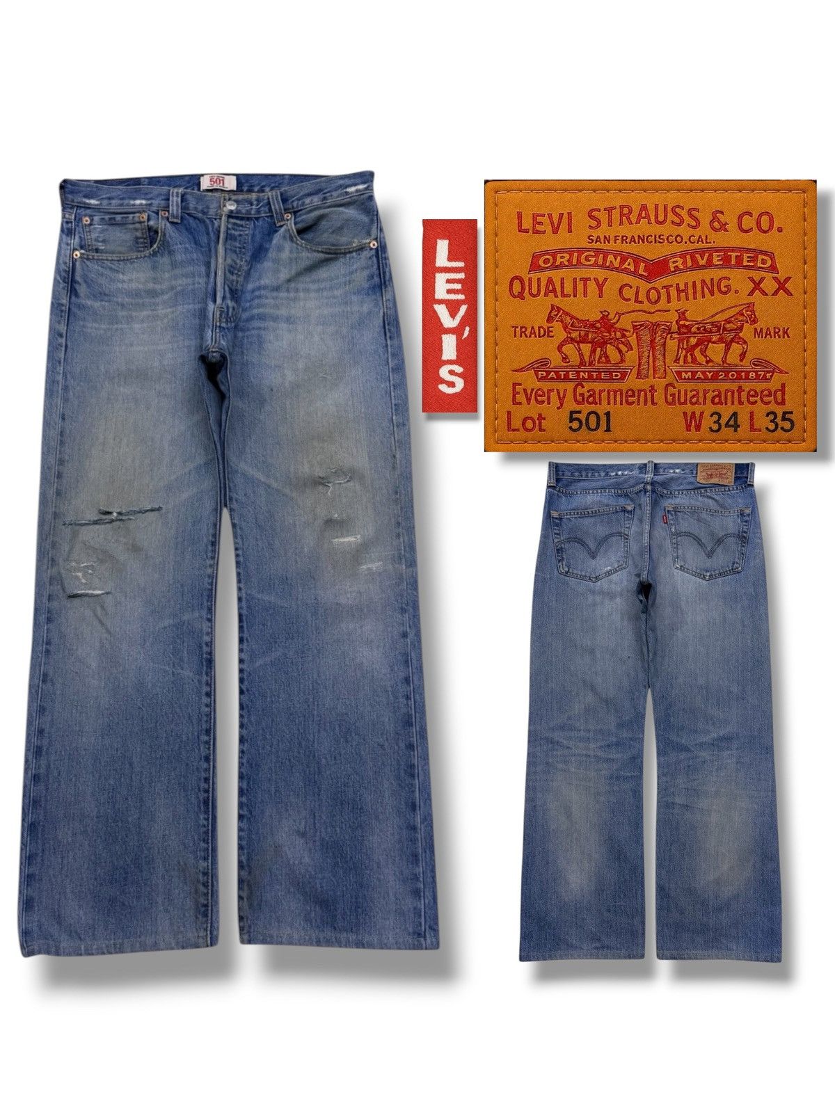 Levi's Vintage Levi’s 501 Original Straight Leg Button Fly | W35 Size US 35 - 1 Thumbnail