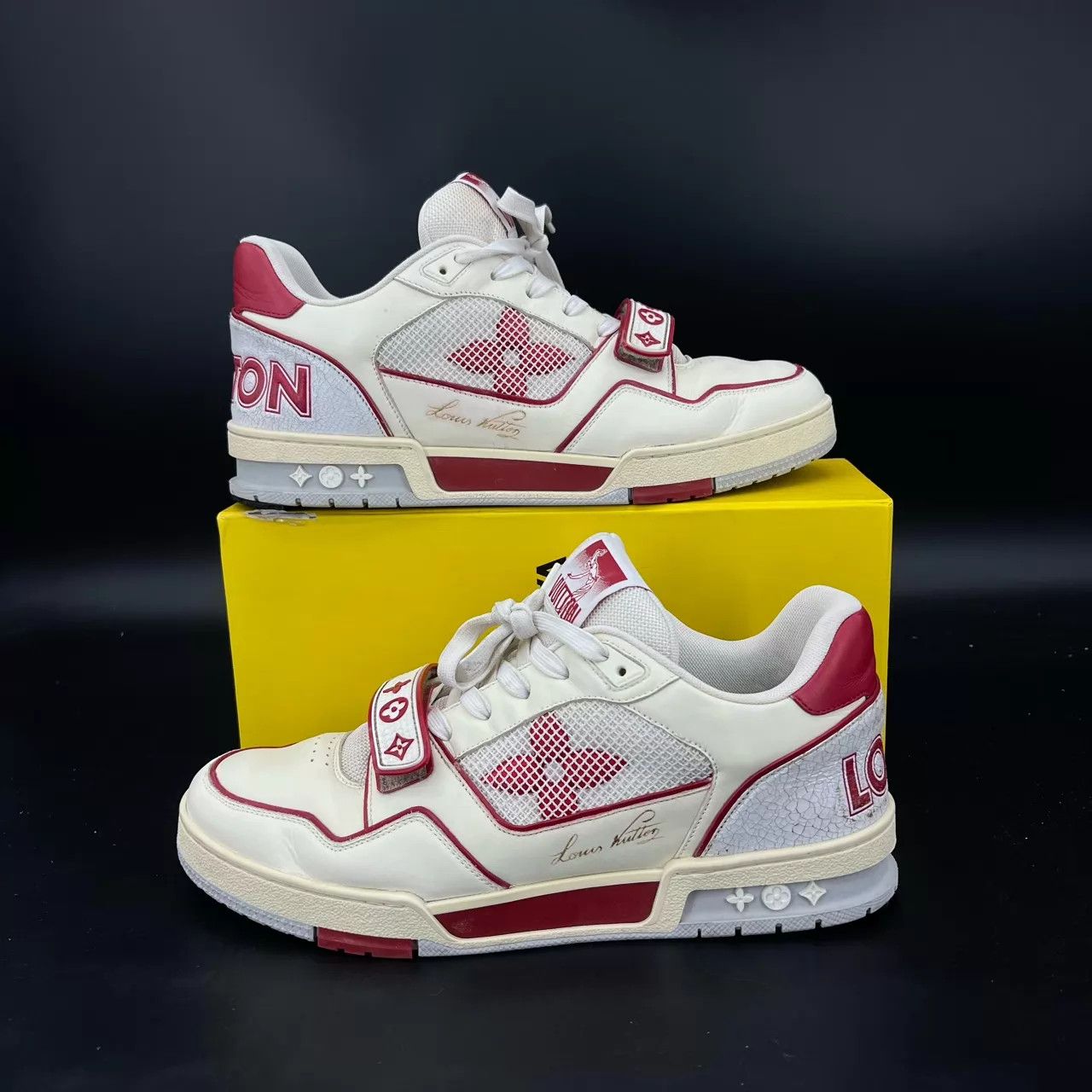 Louis Vuitton LV Trainer White Red Velcro 43 Size US 10 / EU 43 - 3 Thumbnail