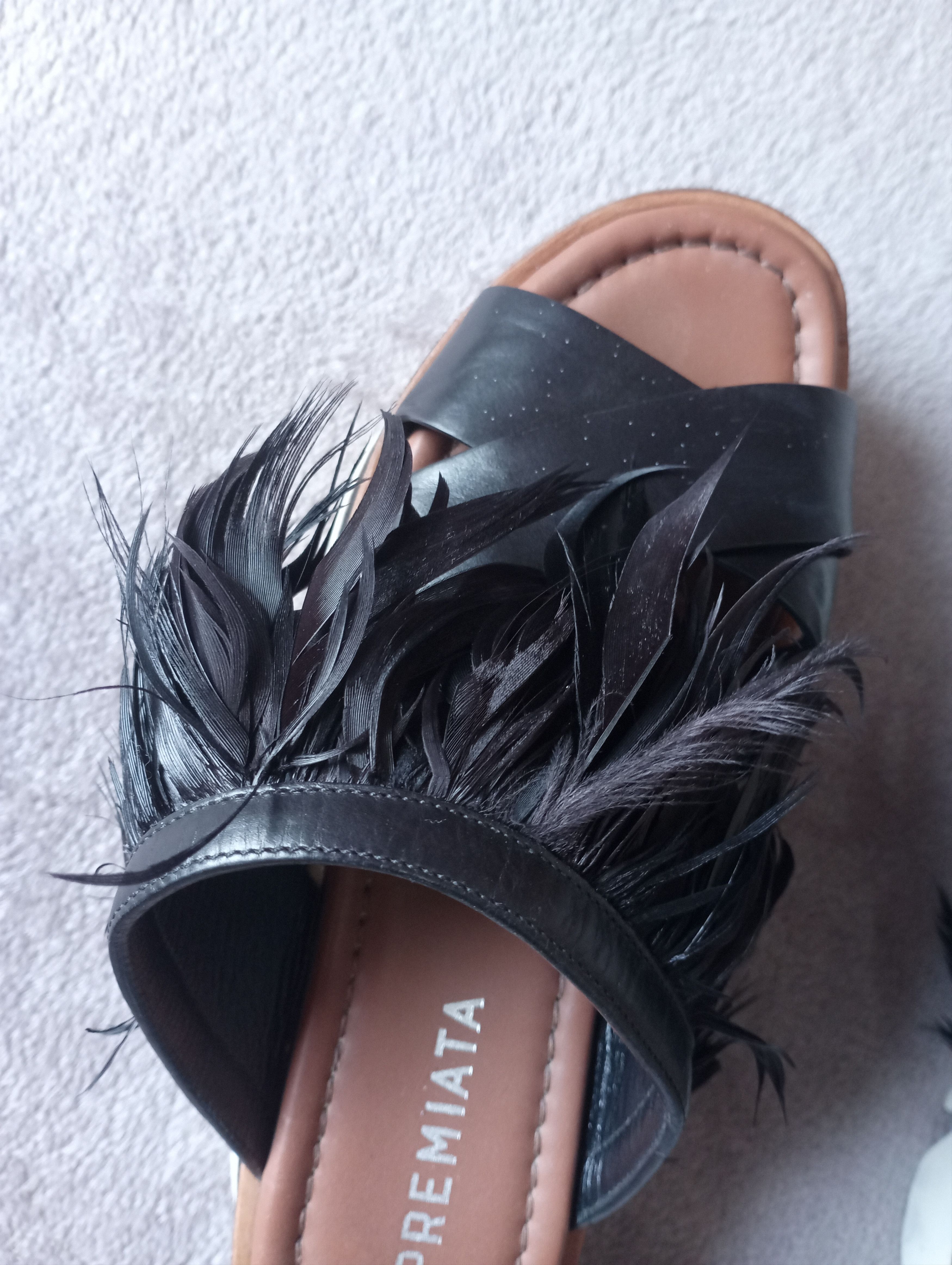Premiata Premiata Black Feathered leather Slides size 36 Size US 5.5 / IT 35.5 - 9 Thumbnail