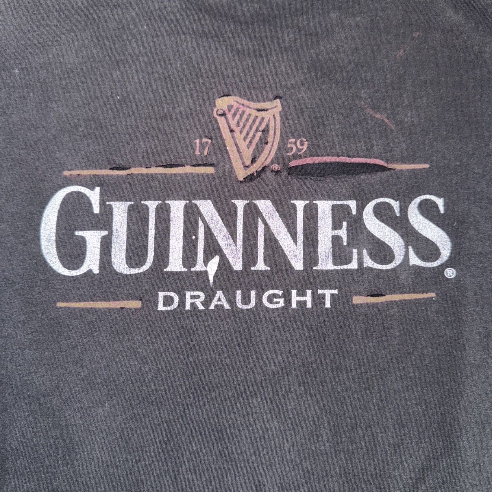Vintage VINTAGE Guinness Beer T-Shirt Black Large 21x27 Distressed Faded Irish Pub Promo Men T-Shirt Size US L / EU 52-54 / 3 - 6 Thumbnail