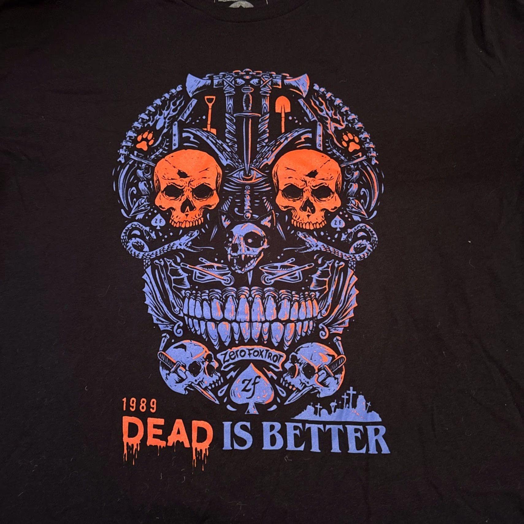 Vintage Zero Foxtrot T Shirt Mens 2XL Black Dead Is Better Skull Logo Graphic Size US XXL / EU 58 / 5 - 2 Thumbnail