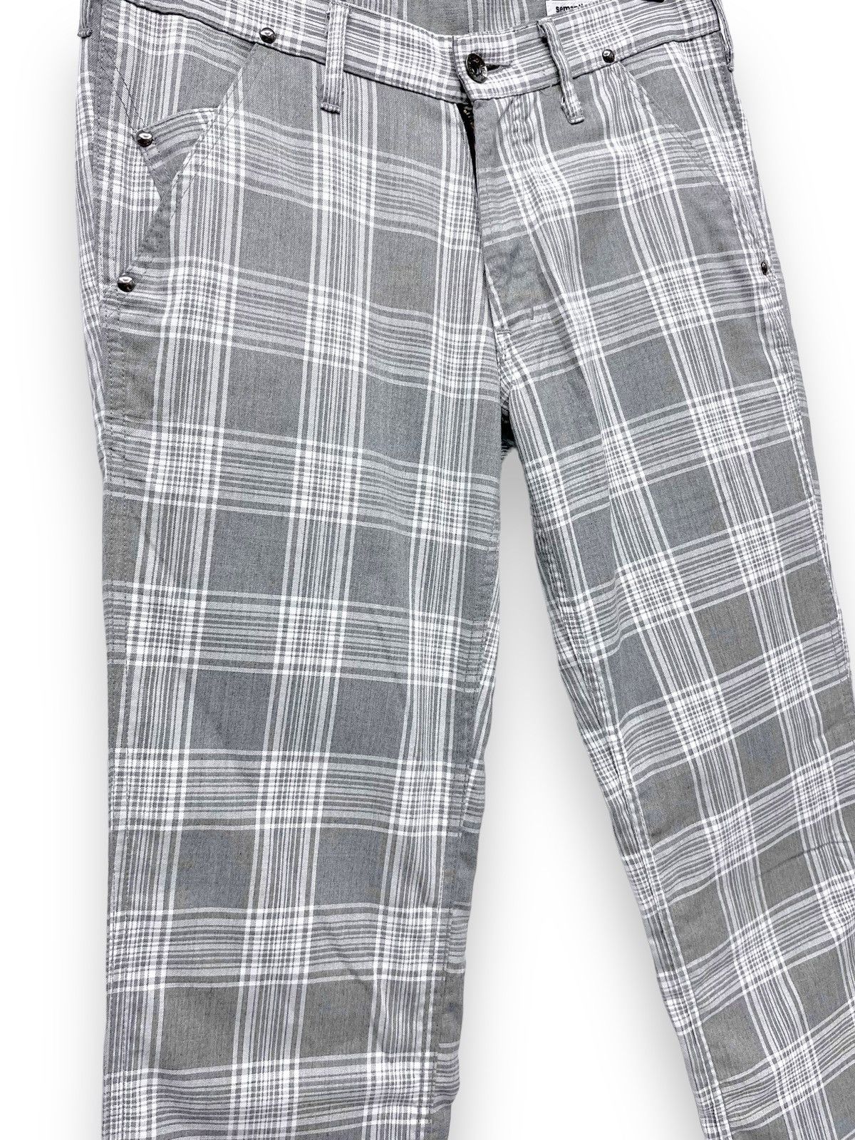 semanticdesign SEMANTIC Punk Checkered Gray Tartan Light Rayon Blends Flare Size US 30 / EU 46 - 8 Thumbnail