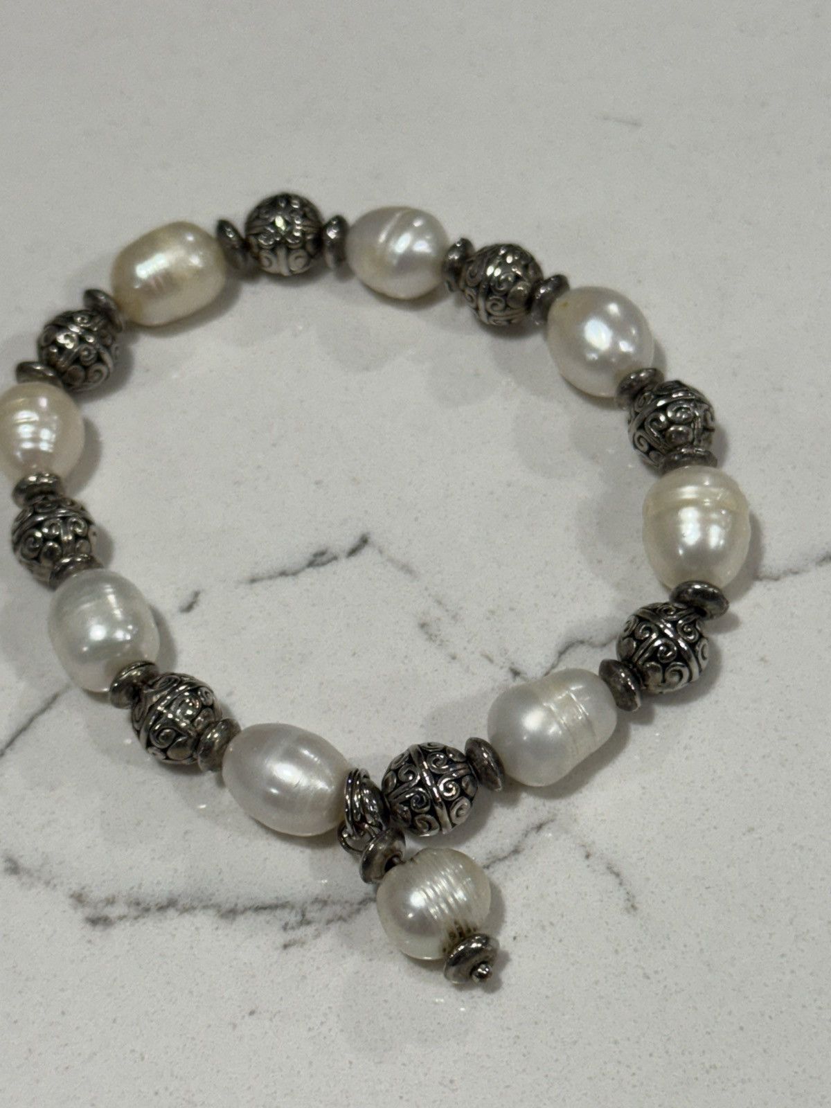 Jewelry Sterling Silver & Natural Freshwater Pearl Bracelet Baroque Size ONE SIZE - 4 Thumbnail