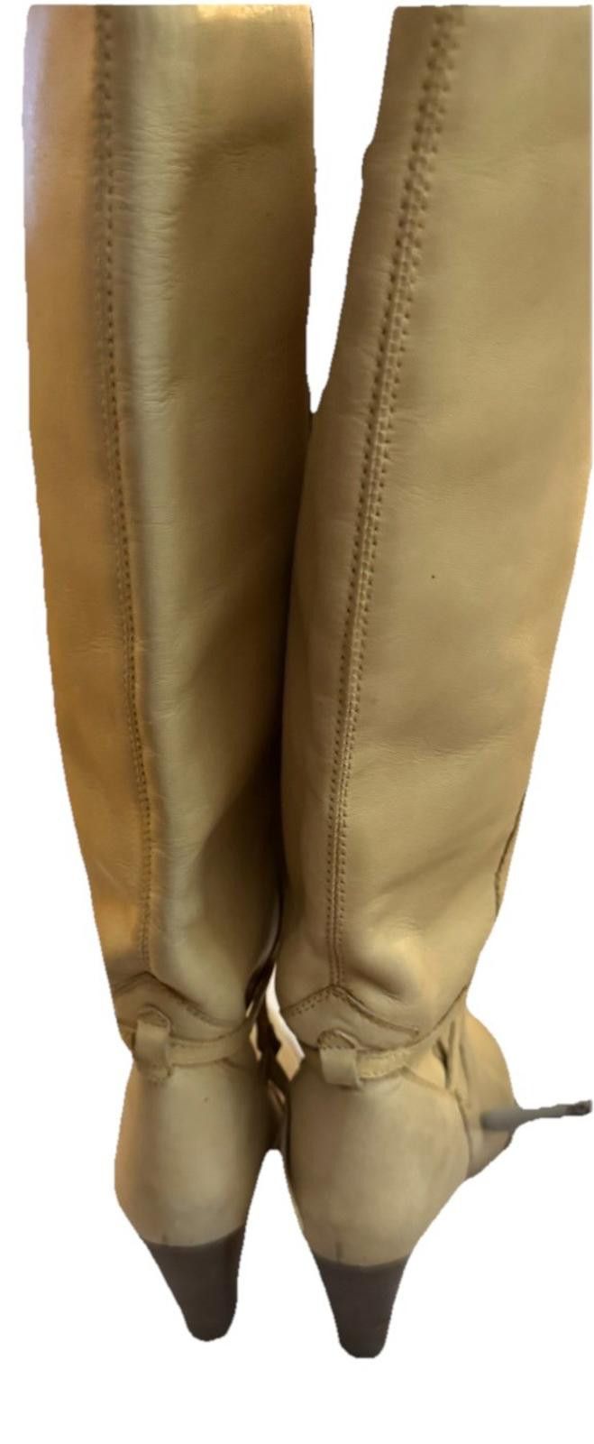 Unknown London Tan Knee-High Leather Boots with Lace-Up Detail Size US 7.5 / IT 37.5 - 7 Thumbnail