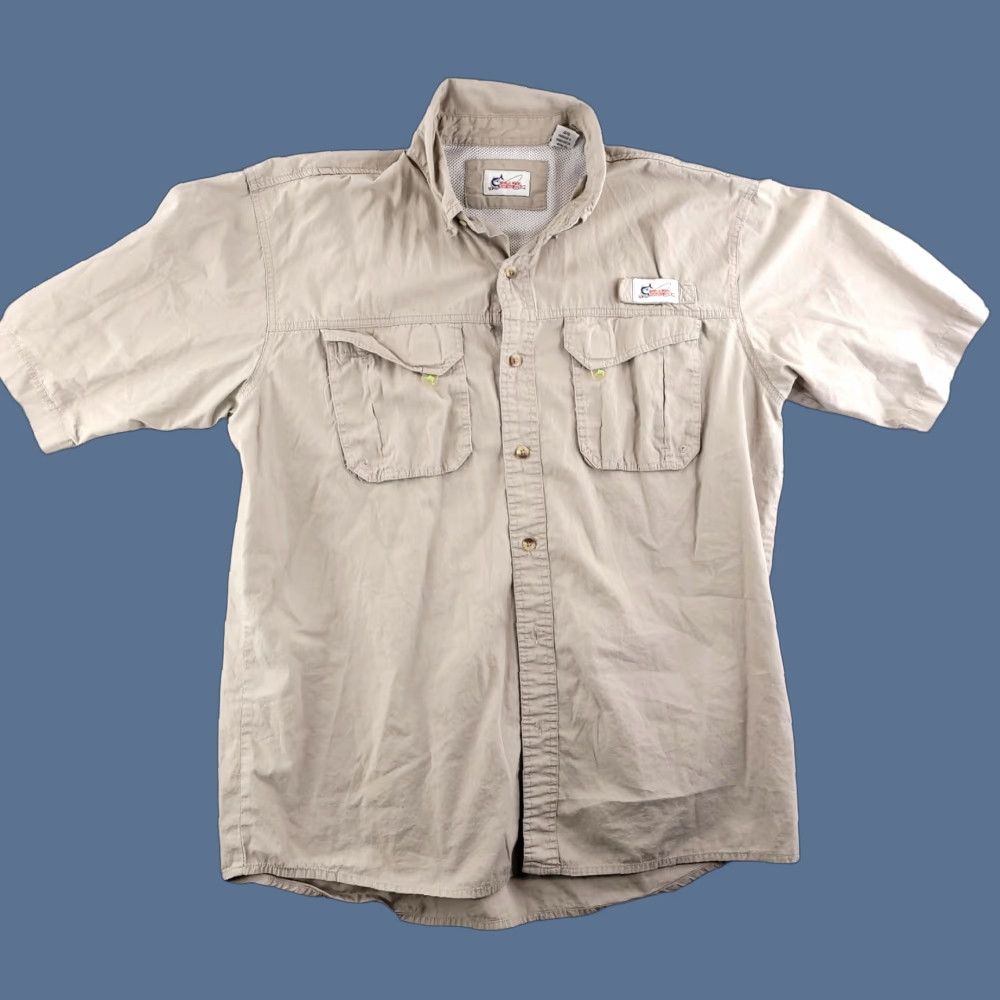 Vintage VINTAGE World Wide Sportsman Short Sleeve Button-Up Shirt Mens Brown Large Vented Fishing Shirt Size US L / EU 52-54 / 3 - 1 Thumbnail
