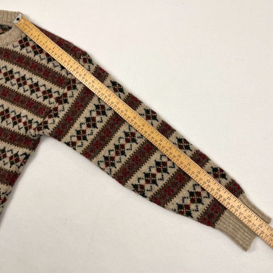 Vintage VINTAGE Tulchan Sweater Womens Sz 40 Fair Isle Striped Brown Pure New Wool Crew Pullover Size S / US 4 / IT 40 - 6 Thumbnail
