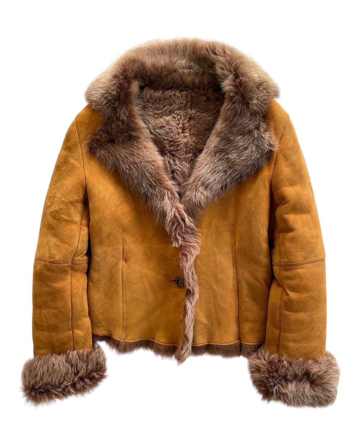 Vintage Cerchio Lambskin Suede Leather Fur Jacket Size M / US 6-8 / IT 42-44 - 2 Thumbnail