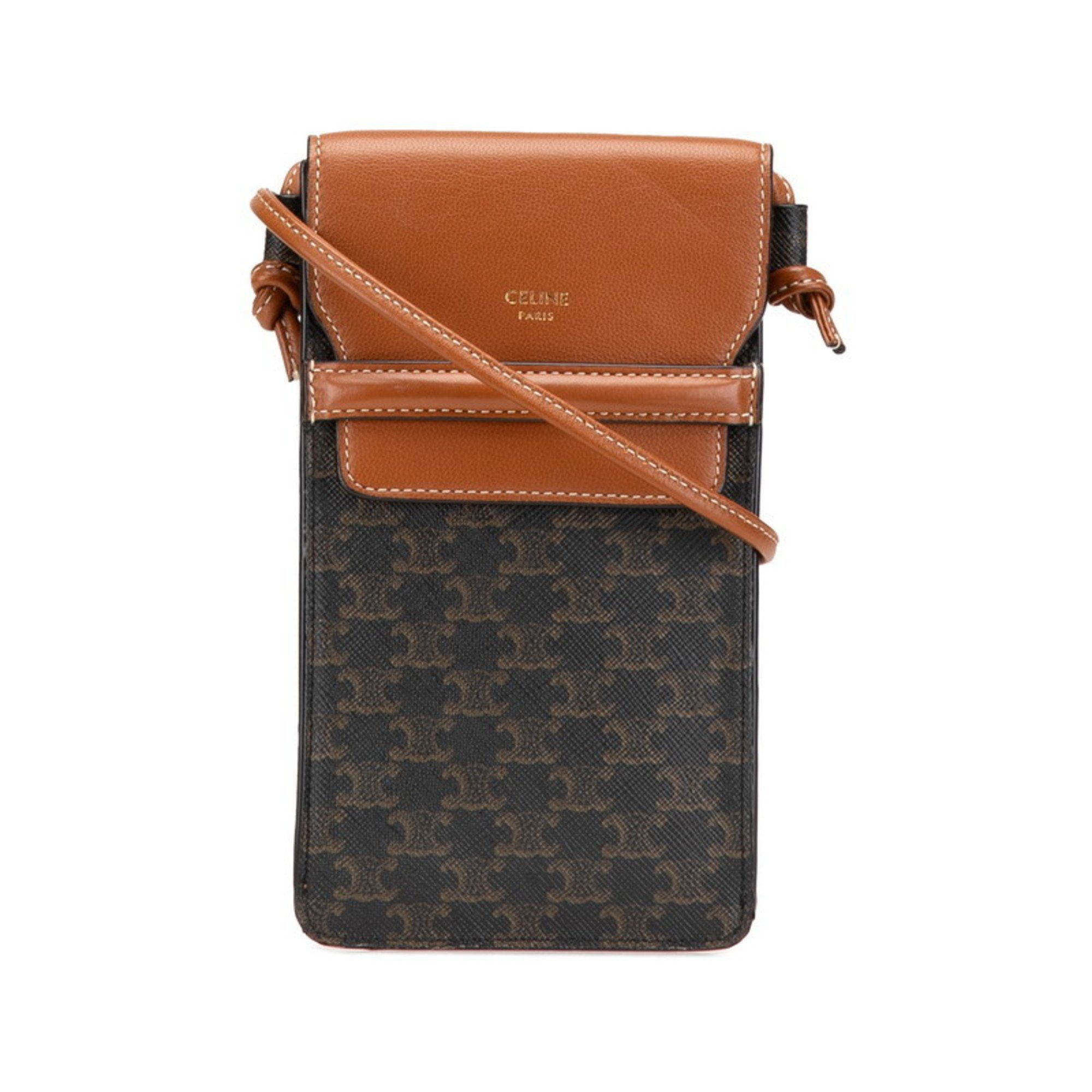 Celine Celine Triomphe Pouch Shoulder Bag in Black and Brown Leather for Women Size ONE SIZE - 1 Thumbnail