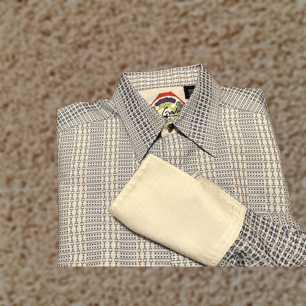 Robert Graham Robert Graham Blue Geometric L/S Button Up Dress Shirt - Men's M Size 40R - 1 Thumbnail