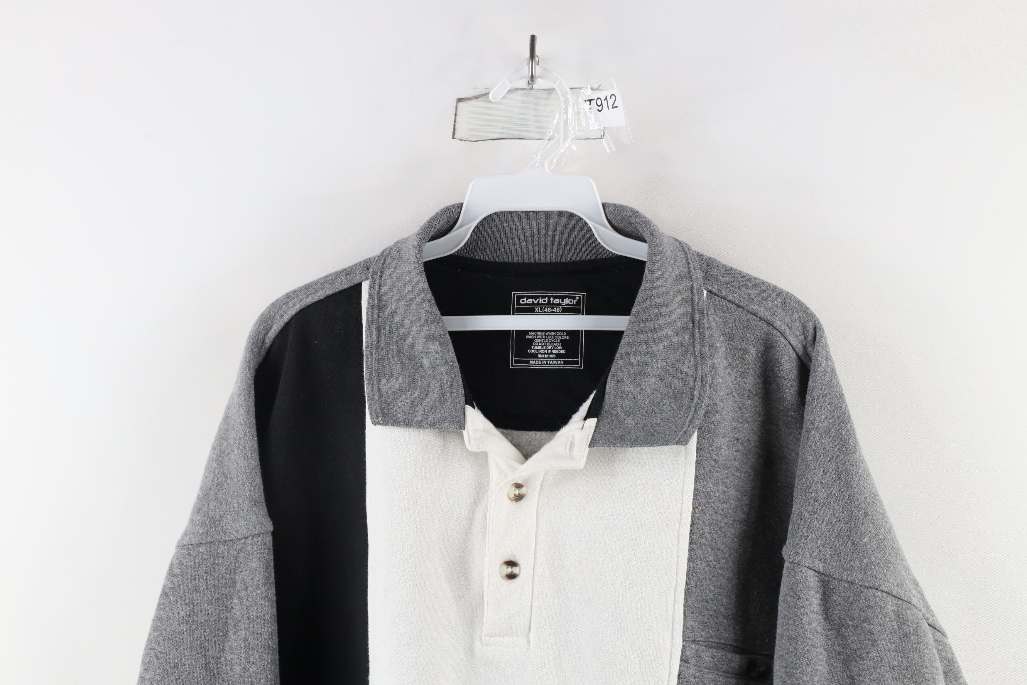 Vintage Vintage 90s Streetwear Block Collared Pullover Sweatshirt Size US XL / EU 56 / 4 - 2 Thumbnail