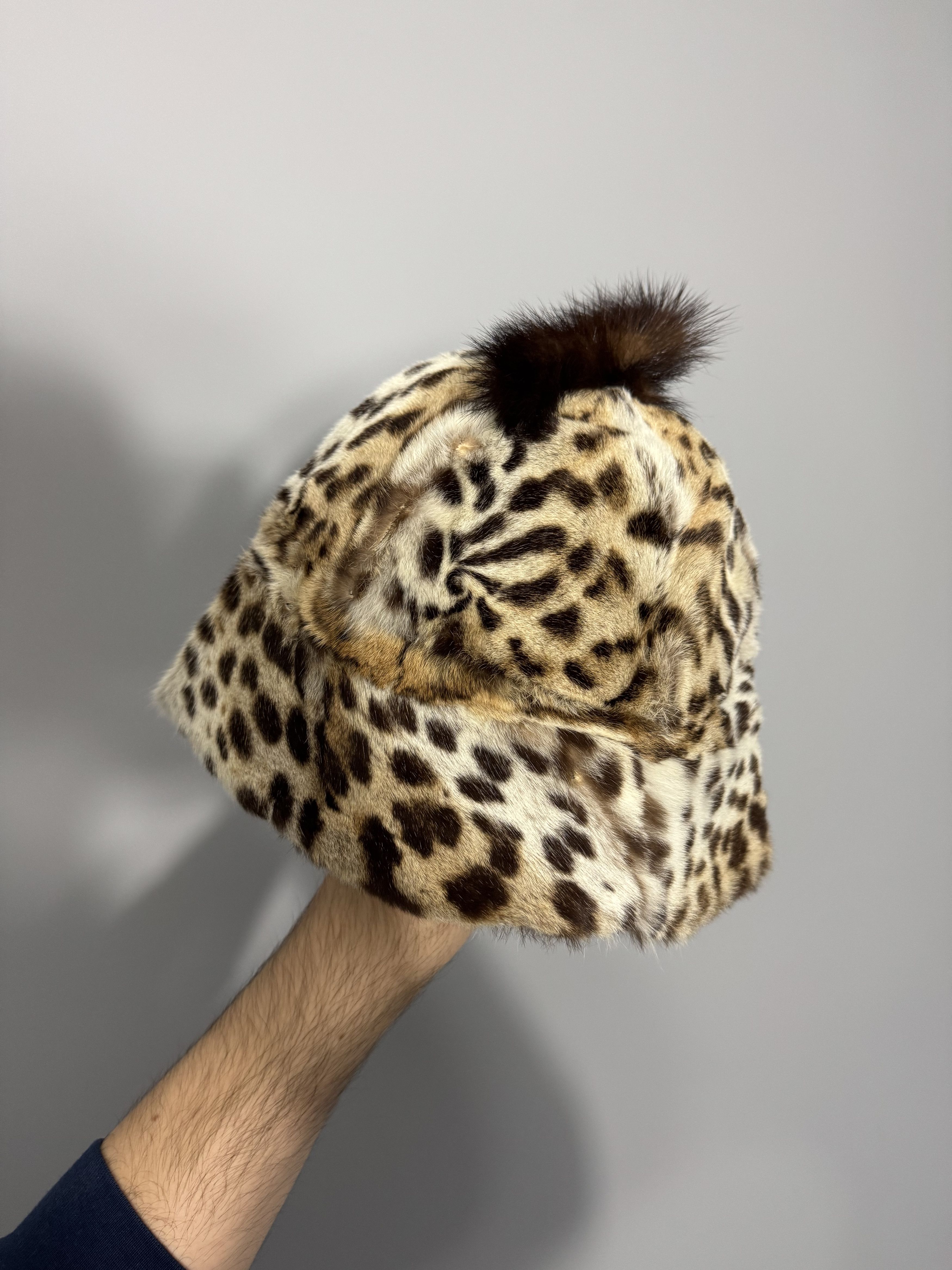 Vintage Very Rare Vintage Real Fur Leopard-Pattern Bucket Hat Size ONE SIZE - 3 Thumbnail
