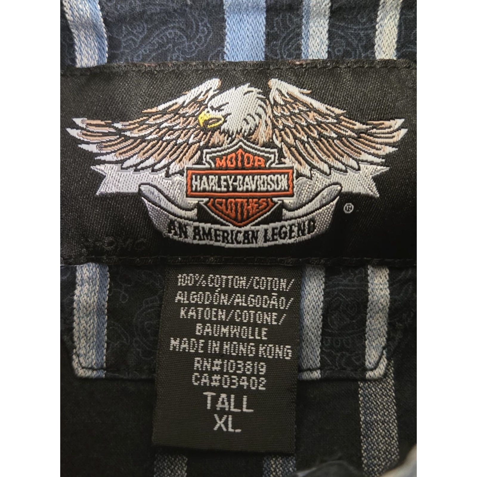 Harley Davidson Harley-Davidson Shirt Mens XL Tall Black White Stripe Paisley Button Down Casual Size US XL / EU 56 / 4 - 4 Thumbnail