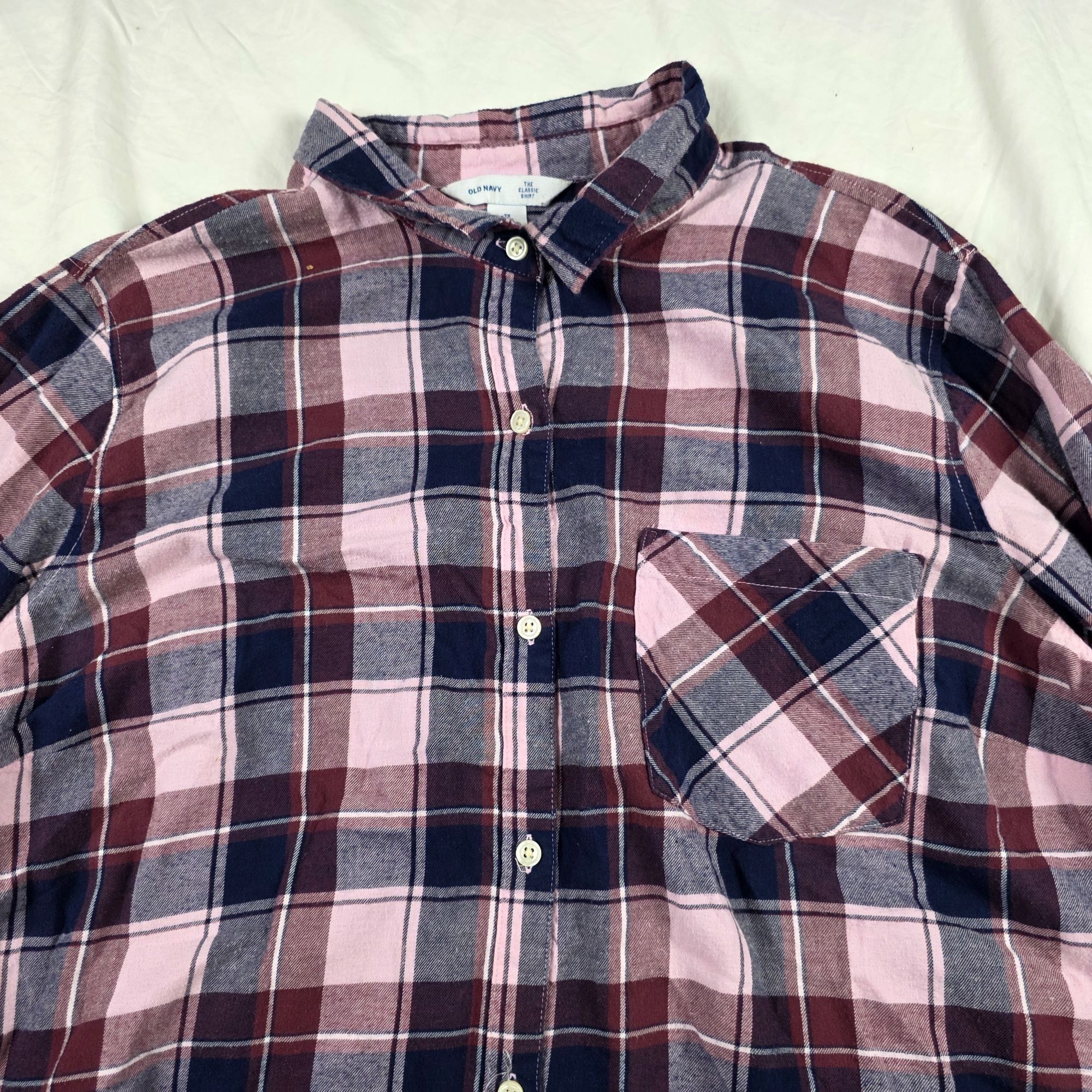 Old Navy Old Navy The Classic Shirt Womens 3X Plus Pink Blue Plaid Bu Size 3XL / US 20-22 - 3 Thumbnail