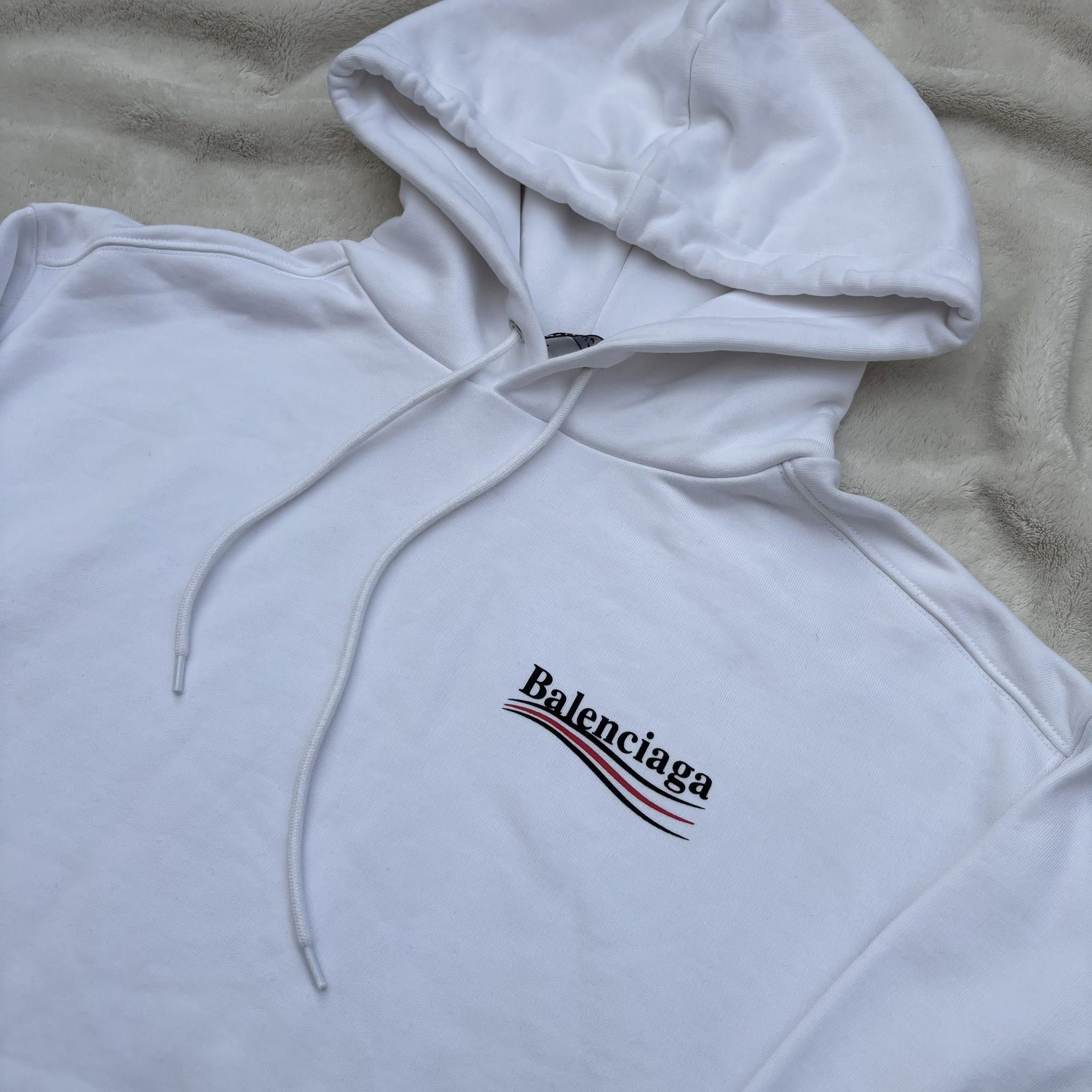 Balenciaga Balenciaga White Political Campaign Logo Hoodie Size US M / EU 48-50 / 2 - 2 Thumbnail