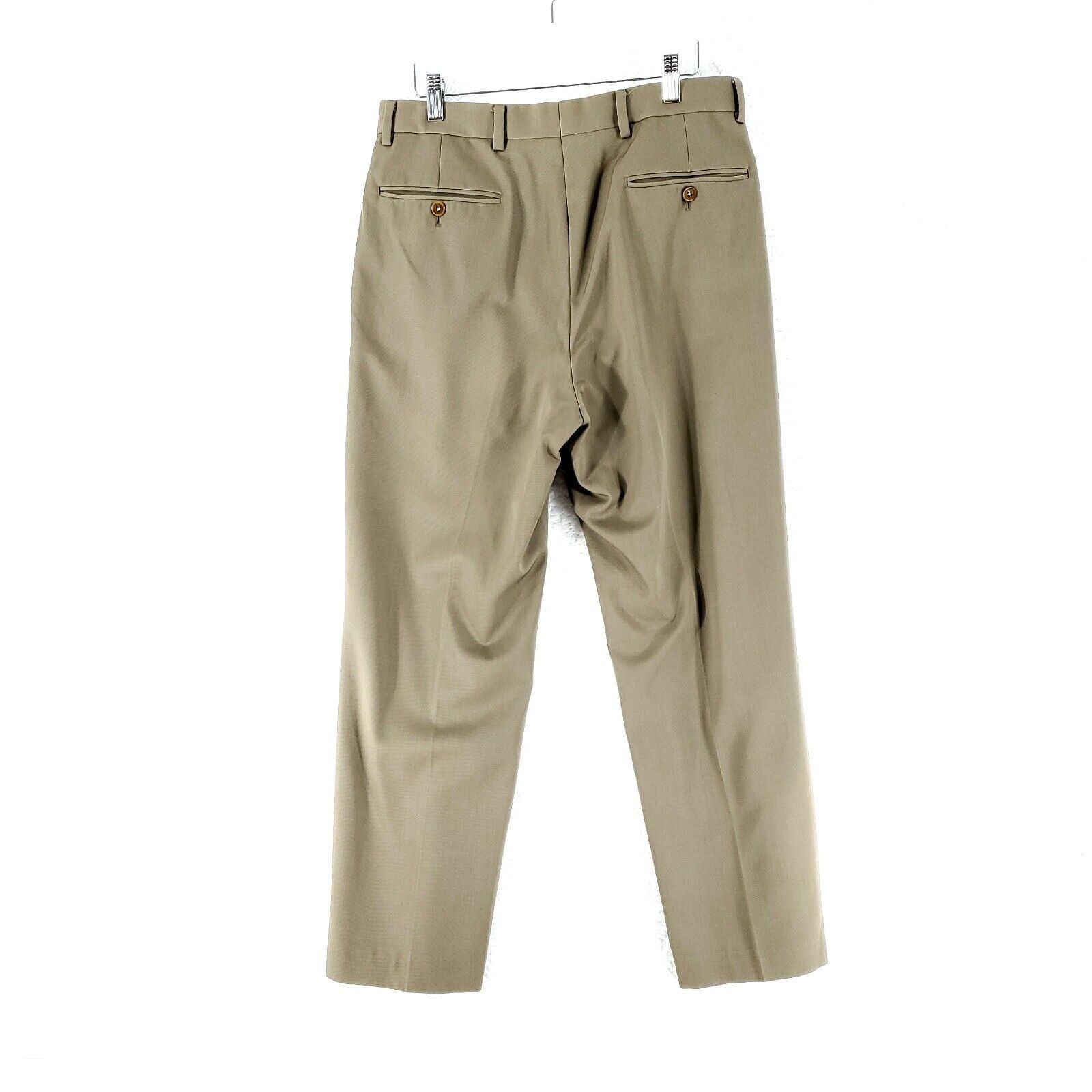 Brooks Brothers Brooks Brothers 1818 Madison Wool Tan Flat Front Tan Mid Ris Size 34R - 2 Thumbnail