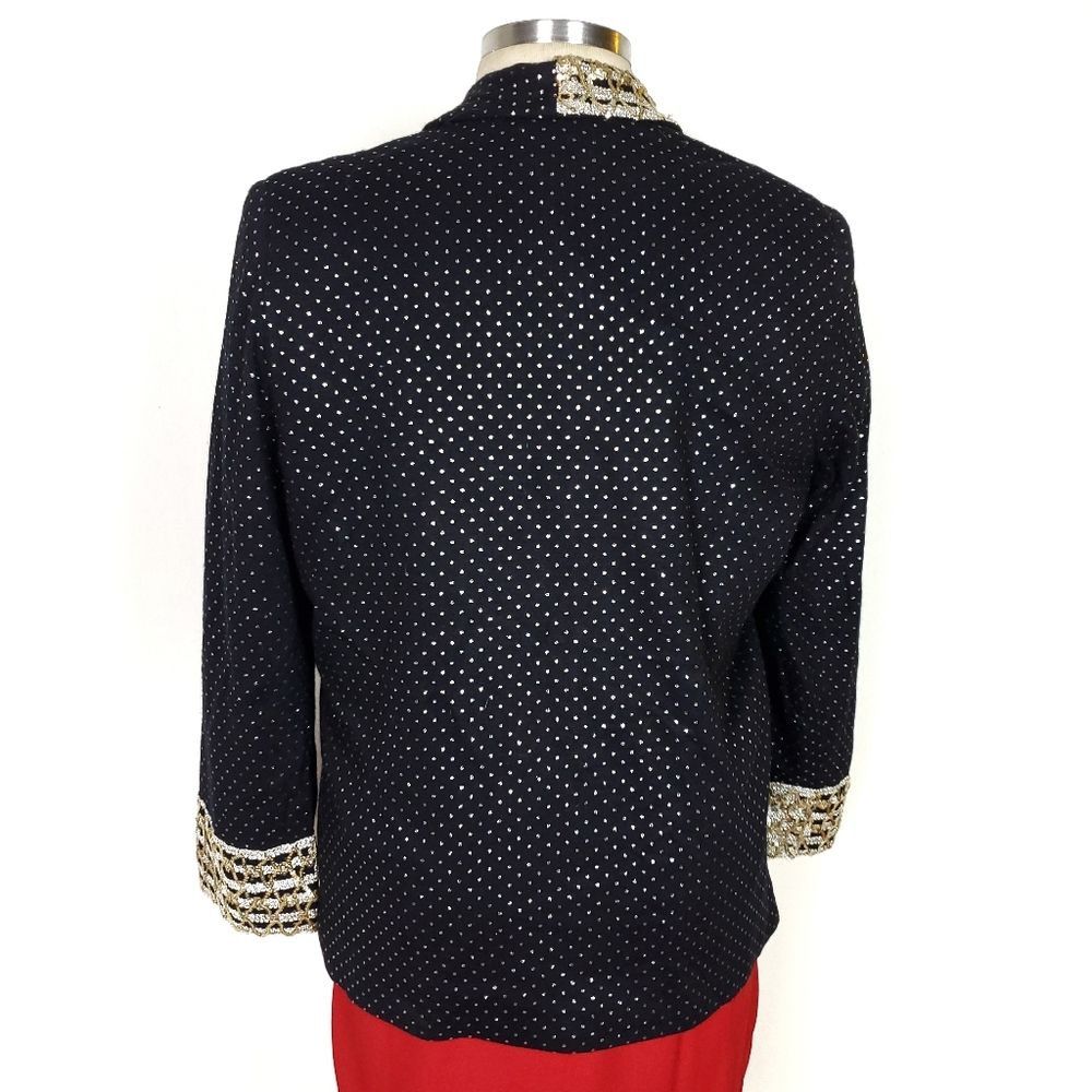 Vintage Vintage Gold & Silver 80s Sequin Blazer L Vogue Paris Size L / US 10 / IT 46 - 2 Thumbnail
