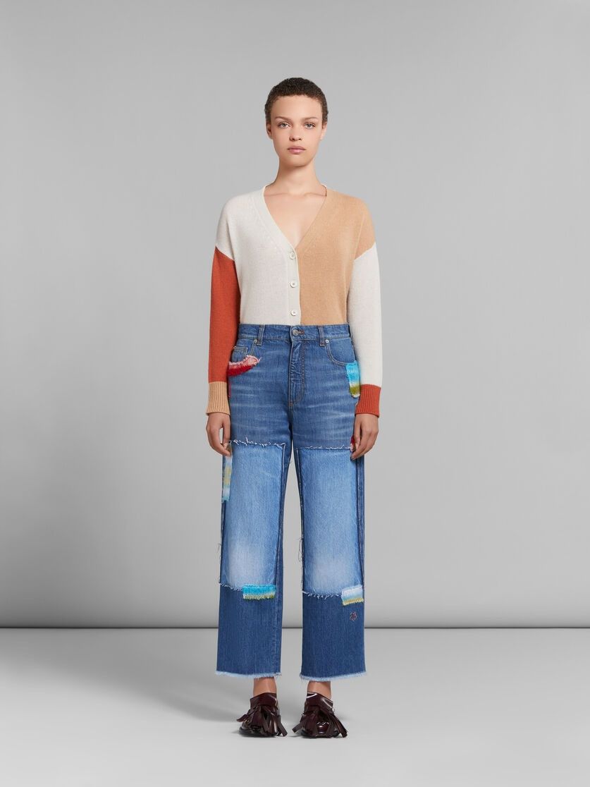 Marni oc11z0525 Jeans With Mohair Patches in Blue Size 26" / US 2 / IT 38 - 2 Thumbnail
