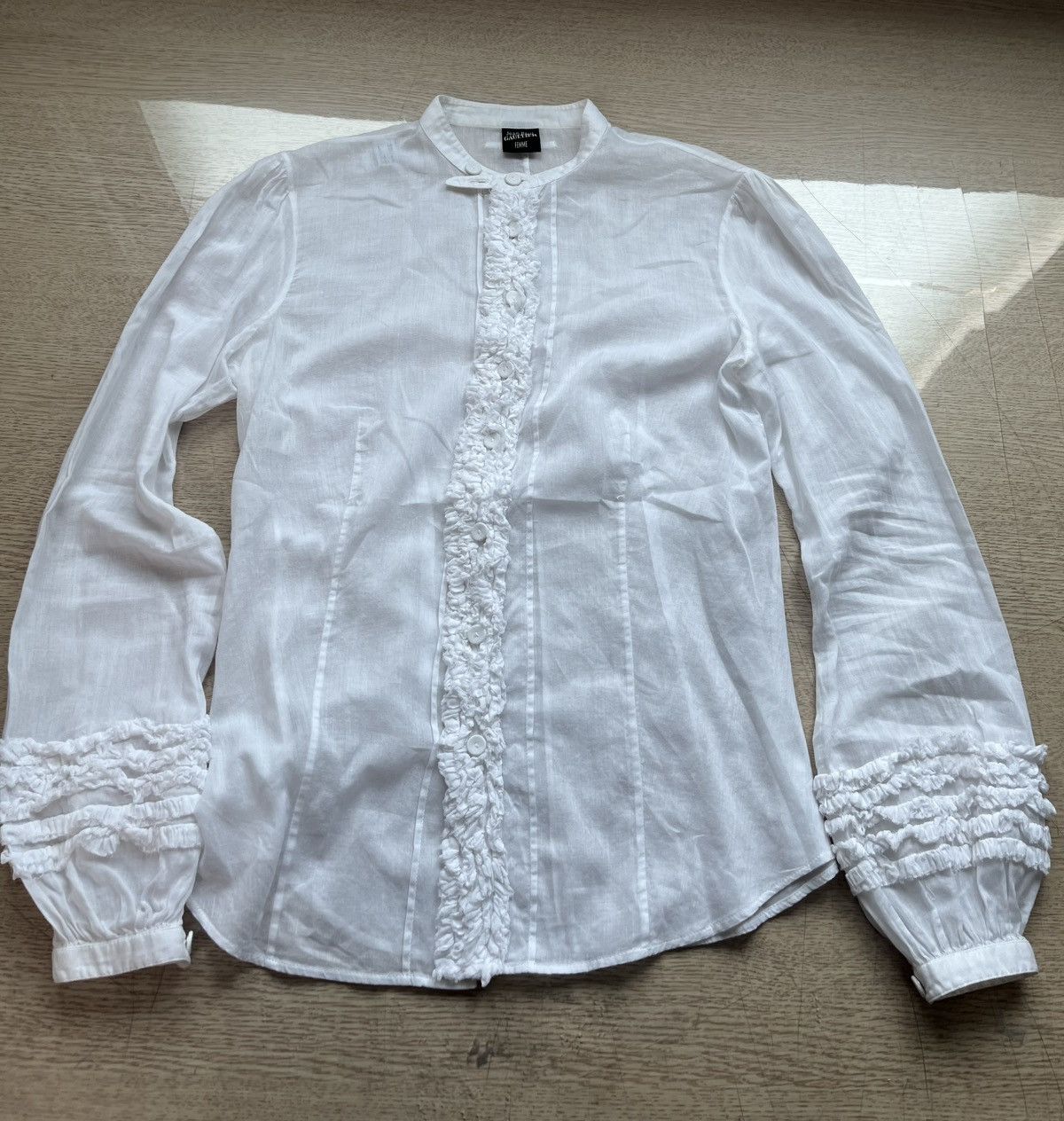 Jean Paul Gaultier 36 jean paul gaultier frill puff sleeve madarine blouse Size XS / US 0-2 / IT 36-38 - 1 Thumbnail