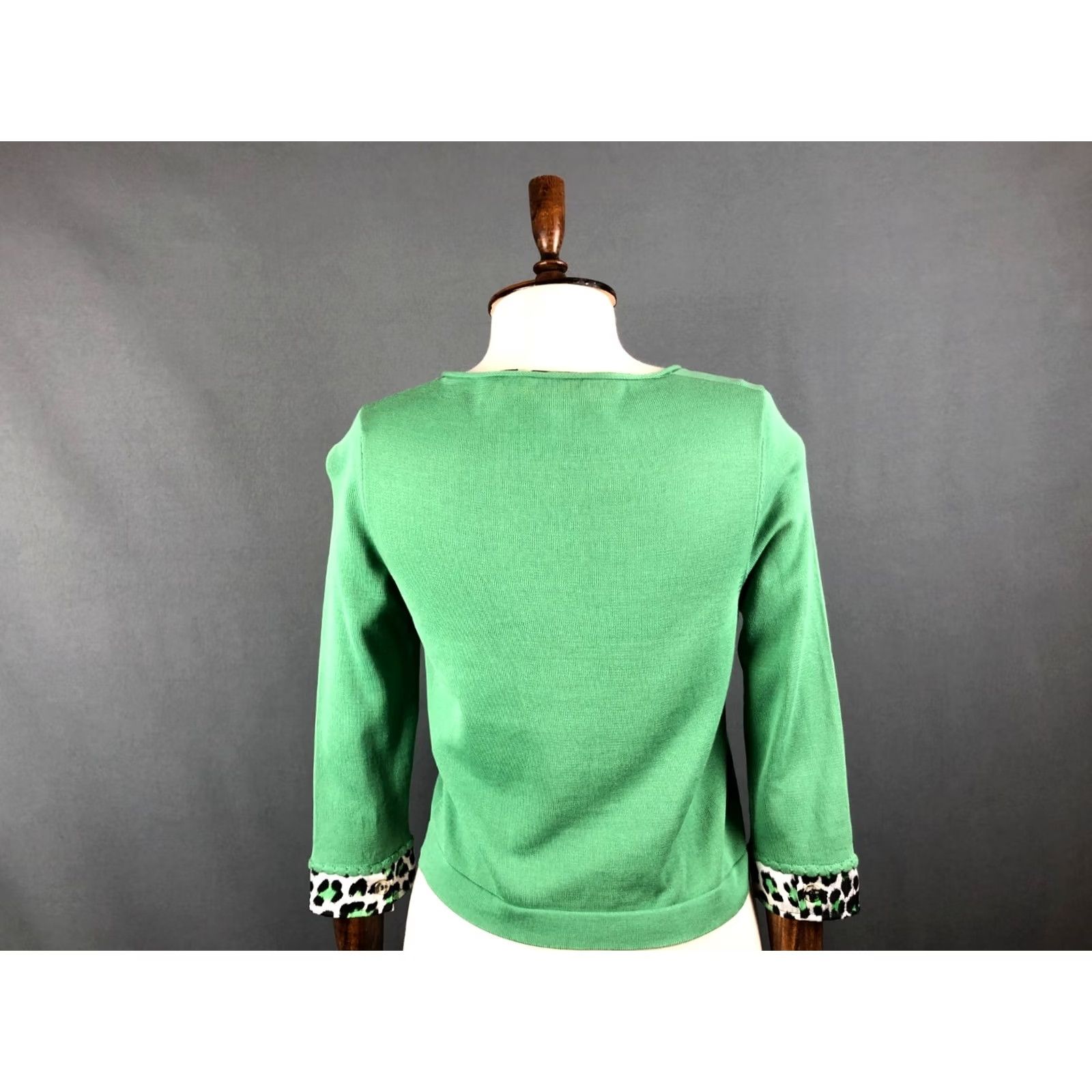 Just Cavalli Just Cavalli Women Top Cotton Green S 3/4 Sleeve Button-Up Knit Casual Modern Regular Fit Size S / US 4 / IT 40 - 4 Thumbnail