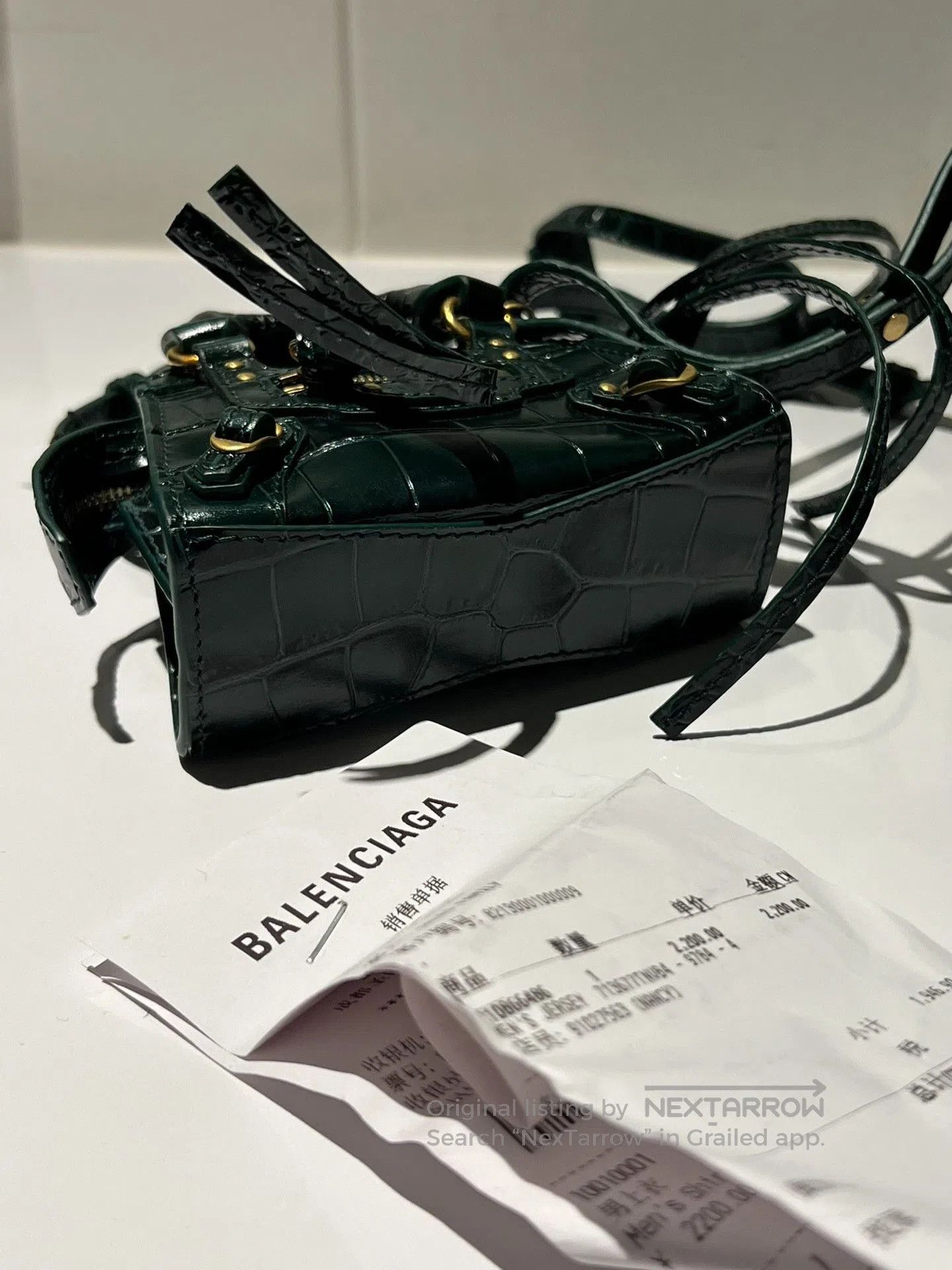 Balenciaga Balenciaga Neo Classic Croc Embossed Nano Green. Size ONE SIZE - 9 Thumbnail