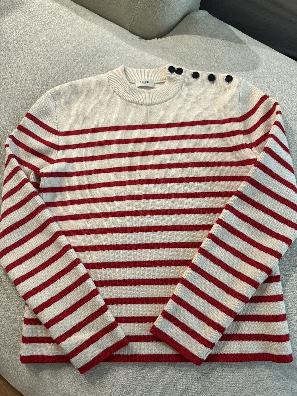 Celine Breton Stripe Crew Neck Knit Size US S / EU 44-46 / 1 - 2 Thumbnail