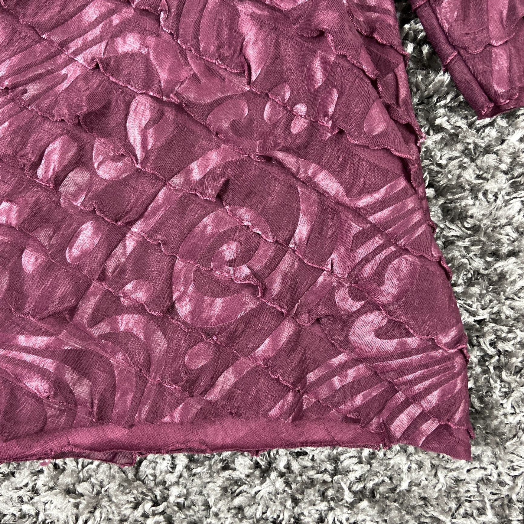 Element ELEMENTZ Blouse Shirt Women L Purple 3/4 Sleeve with Ruffles Ladies Top Size L / US 10 / IT 46 - 2 Thumbnail