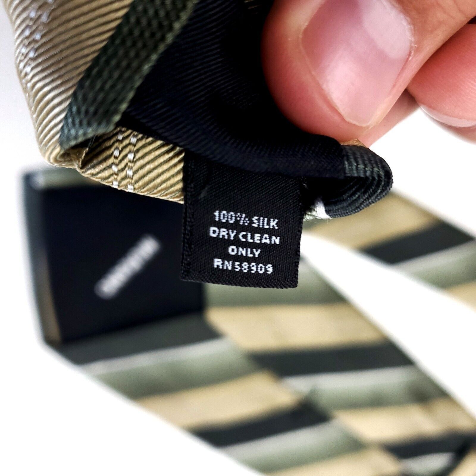 Murano Murano Woven Green Tan Striped Long Silk Tie Size ONE SIZE - 5 Thumbnail