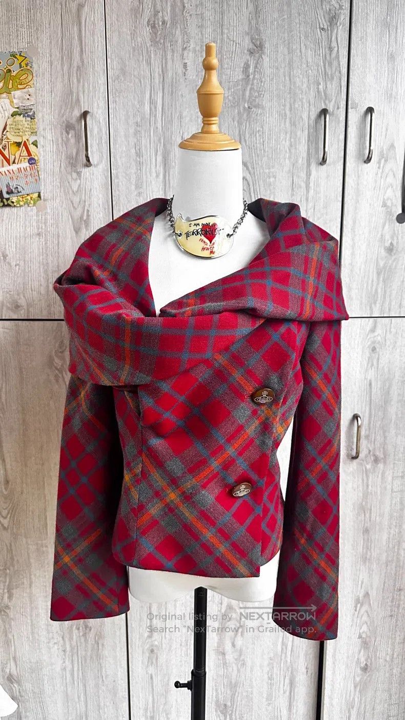 Vivienne Westwood Vivienne Westwood Dip hem suit jacket, red checkered witch Size L / US 10 / IT 46 - 4 Thumbnail